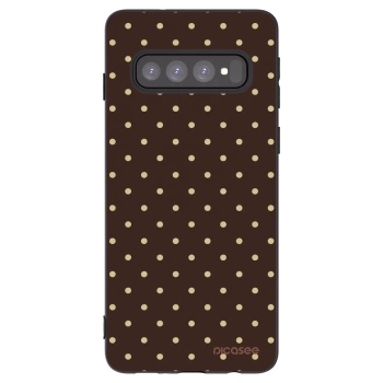 Picasee silikonový černý obal pro Samsung Galaxy S10 G973 - Vanilla Dots & Chocolate