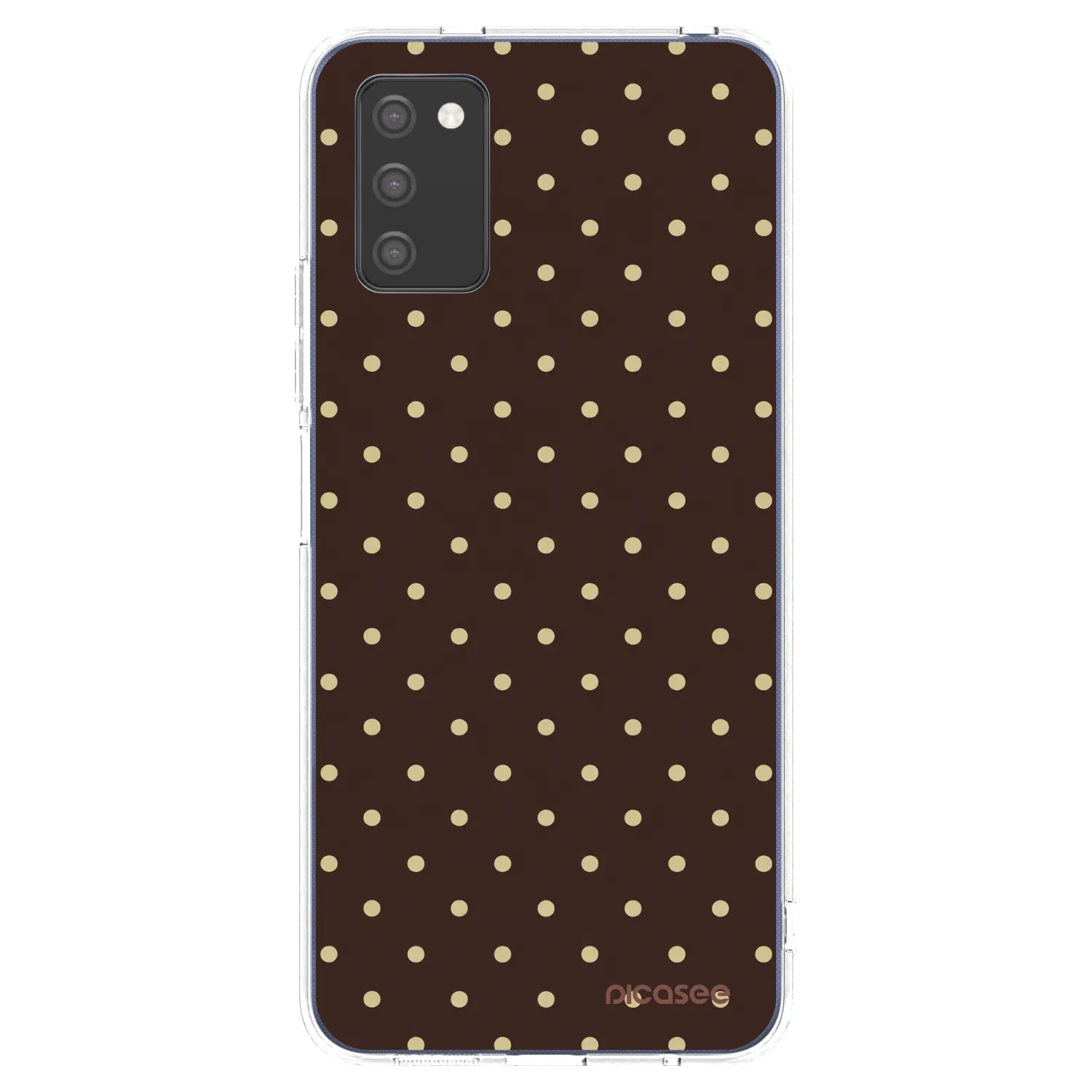 Picasee silikonový průhledný obal pro Samsung Galaxy A02s A025G - Vanilla Dots & Chocolate