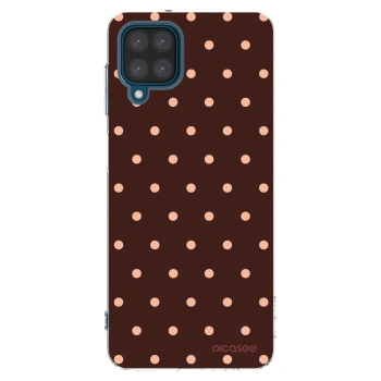 Picasee silikonový průhledný obal pro Samsung Galaxy A12 A125F - Peach Dots & Chocolate