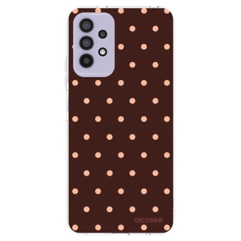 Picasee silikonový průhledný obal pro Samsung Galaxy A32 4G SM-A325F - Peach Dots & Chocolate