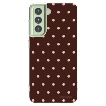 Picasee silikonový průhledný obal pro Samsung Galaxy S21 FE 5G - Peach Dots & Chocolate