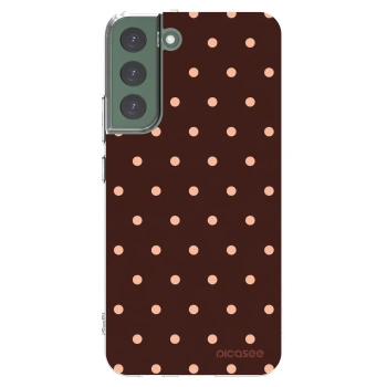 Picasee silikonový průhledný obal pro Samsung Galaxy S22+ 5G - Peach Dots & Chocolate