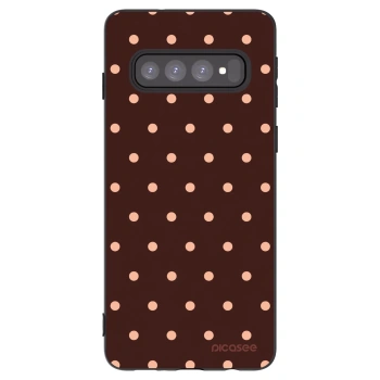 Picasee silikonový černý obal pro Samsung Galaxy S10 G973 - Peach Dots & Chocolate
