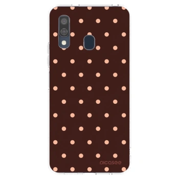 Picasee silikonový průhledný obal pro Samsung Galaxy A40 A405F - Peach Dots & Chocolate
