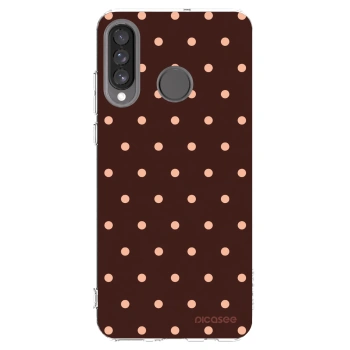 Picasee silikonový průhledný obal pro Huawei P30 Lite - Peach Dots & Chocolate