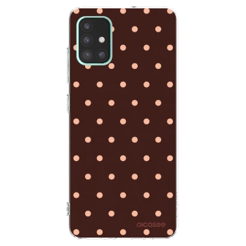 Picasee silikonový průhledný obal pro Samsung Galaxy A51 A515F - Peach Dots & Chocolate