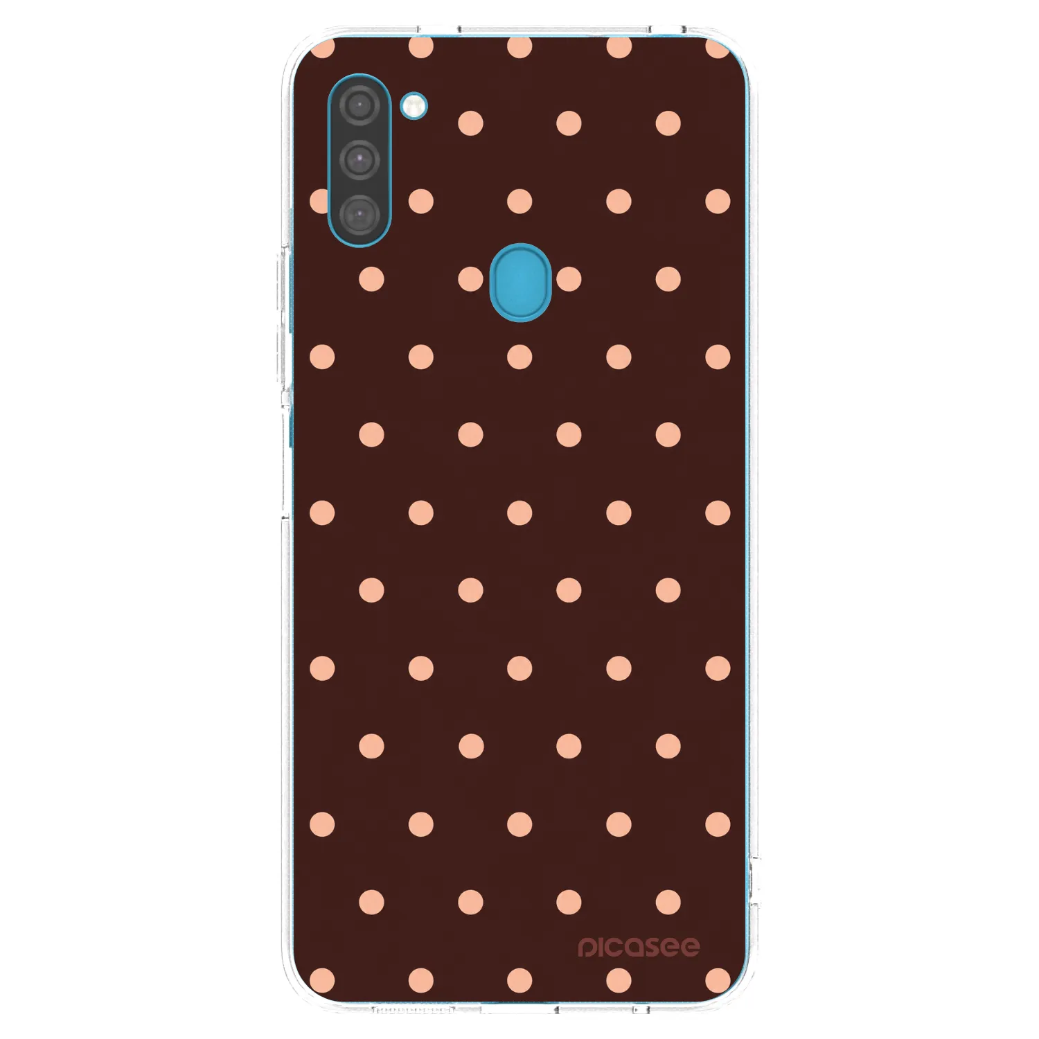 Picasee silikonový průhledný obal pro Samsung Galaxy M11 - Peach Dots & Chocolate
