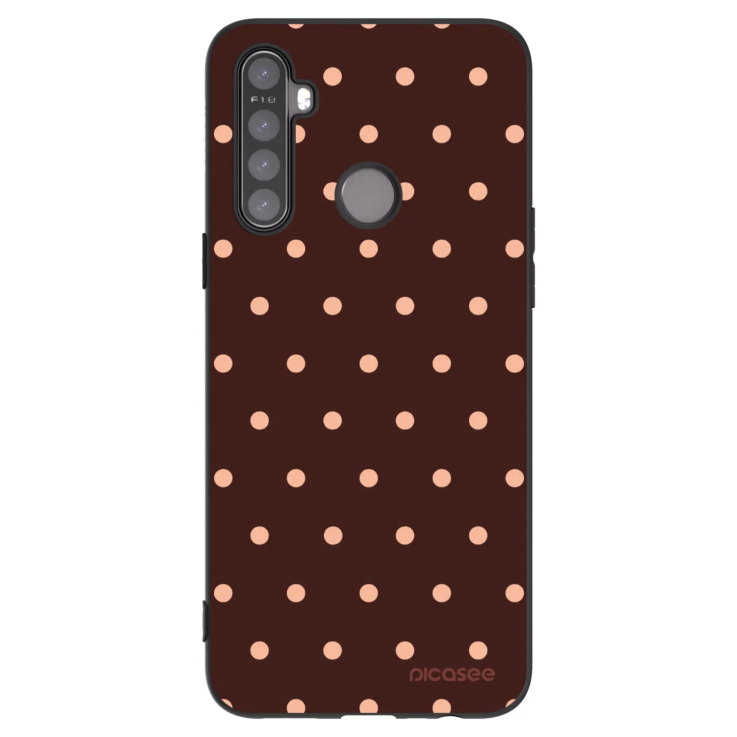 Picasee silikonový černý obal pro Realme 5 - Peach Dots & Chocolate