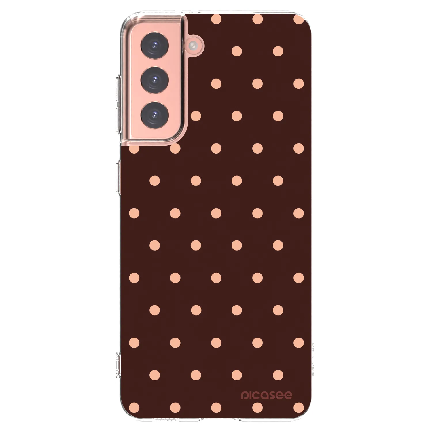 Picasee silikonový průhledný obal pro Samsung Galaxy S21 5G G991B - Peach Dots & Chocolate