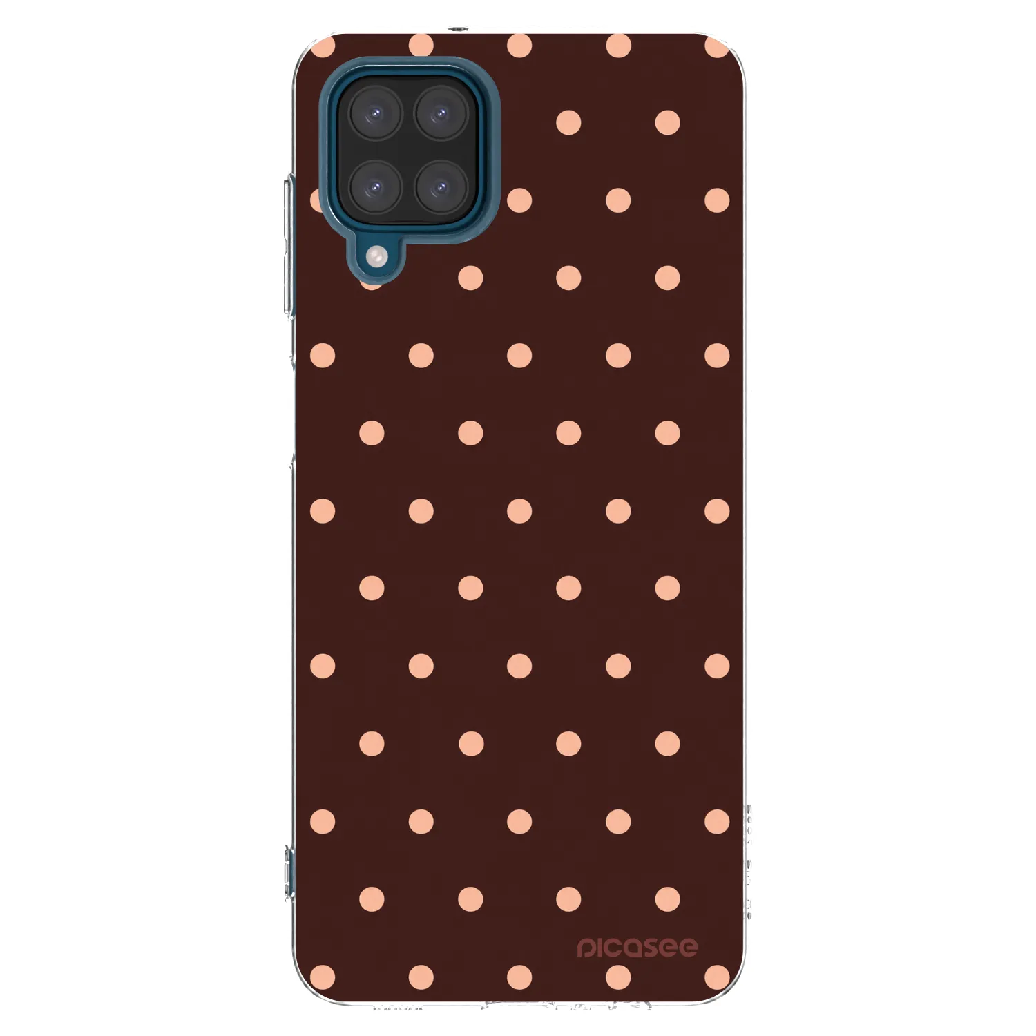 Picasee silikonový průhledný obal pro Samsung Galaxy A12 A125F - Peach Dots & Chocolate