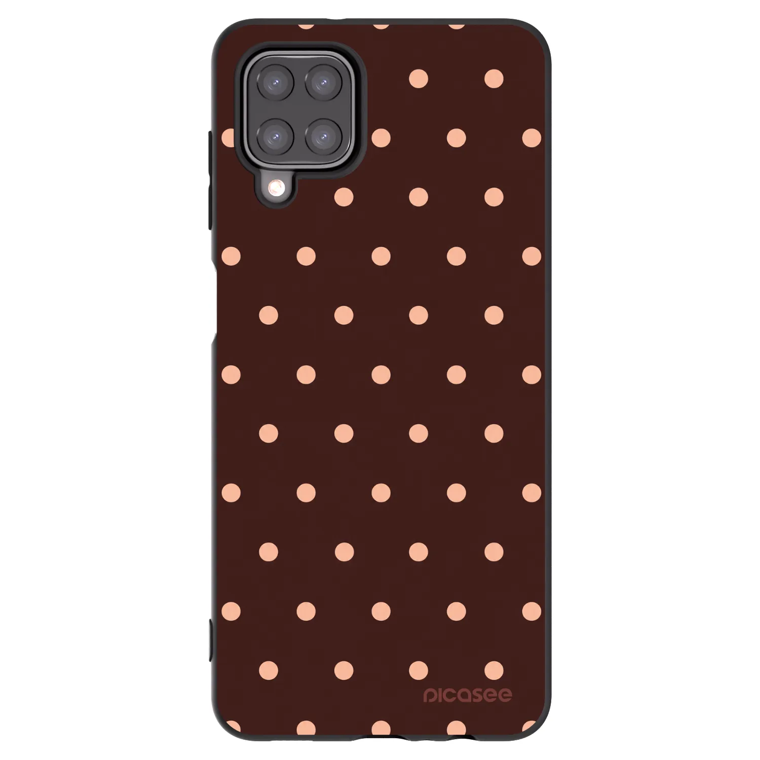 Picasee silikonový černý obal pro Samsung Galaxy A12 A125F - Peach Dots & Chocolate