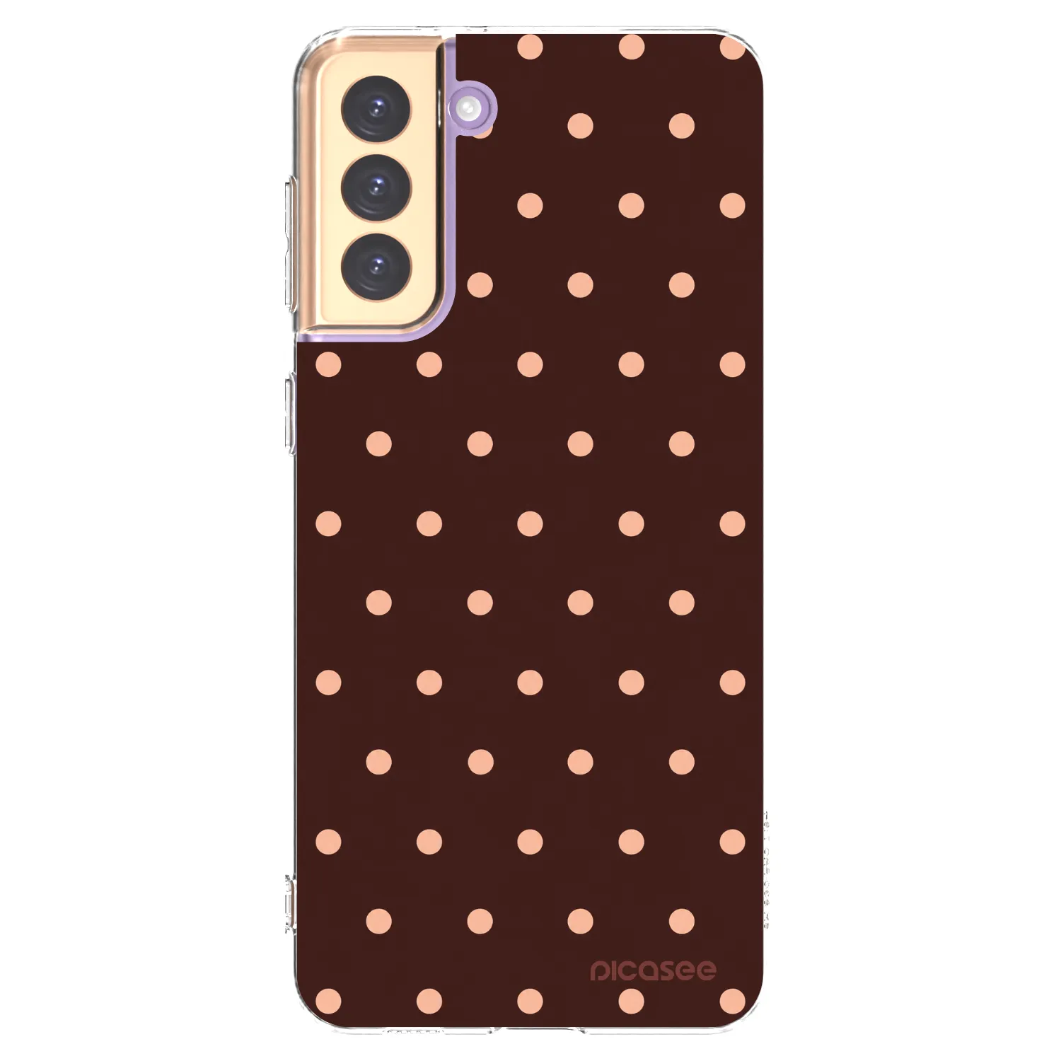 Picasee silikonový průhledný obal pro Samsung Galaxy S21+ 5G G996F - Peach Dots & Chocolate