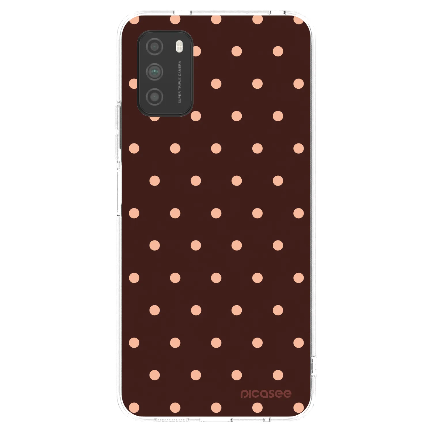 Picasee silikonový průhledný obal pro Xiaomi Poco M3 - Peach Dots & Chocolate