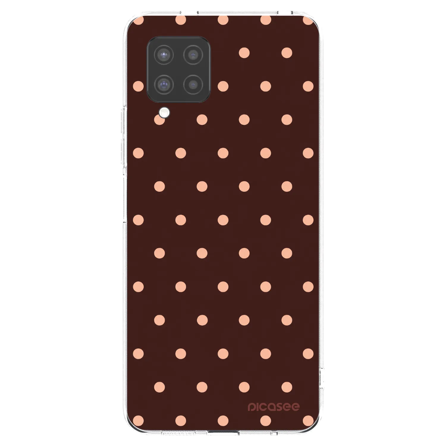 Picasee silikonový průhledný obal pro Samsung Galaxy A42 A426B - Peach Dots & Chocolate