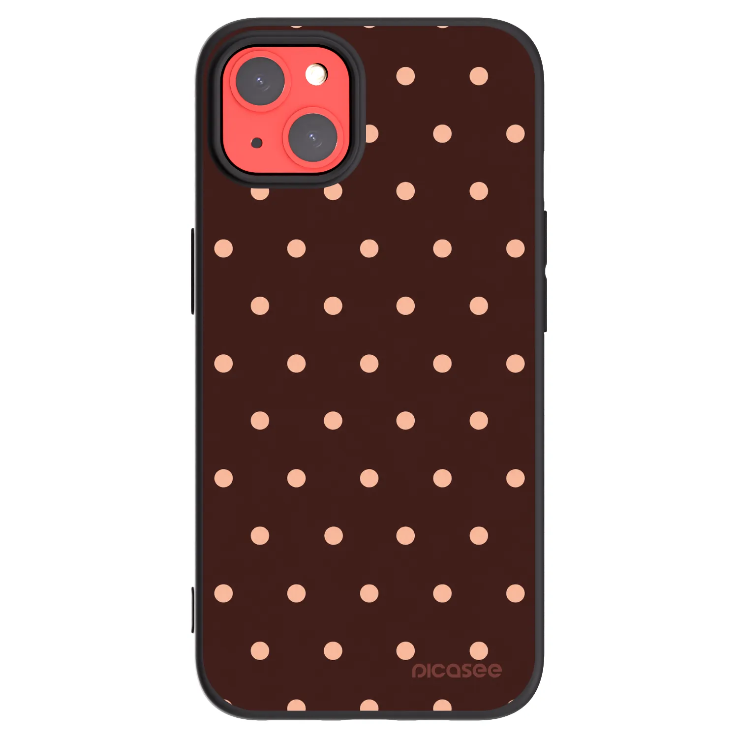 Picasee silikonový černý obal pro Apple iPhone 13 - Peach Dots & Chocolate