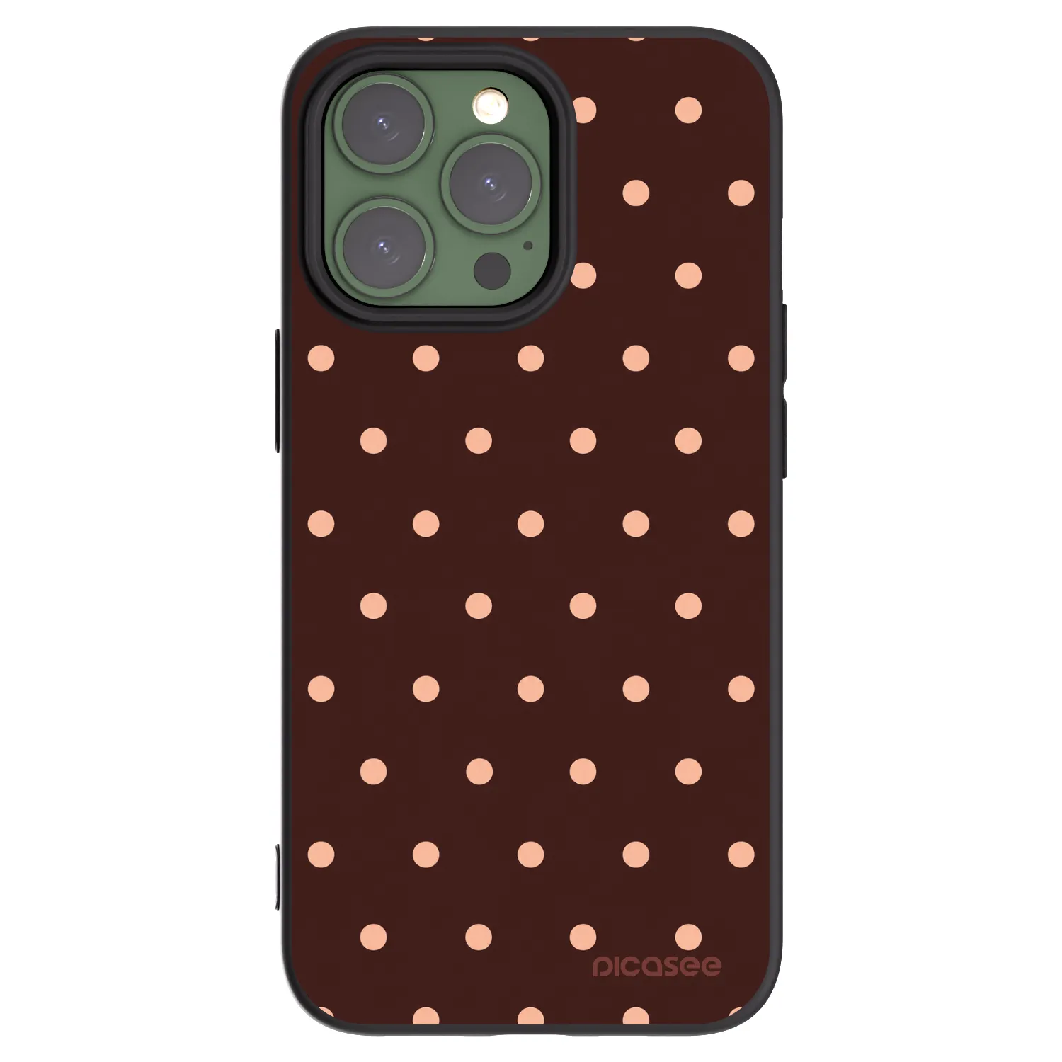Picasee silikonový černý obal pro Apple iPhone 13 Pro - Peach Dots & Chocolate