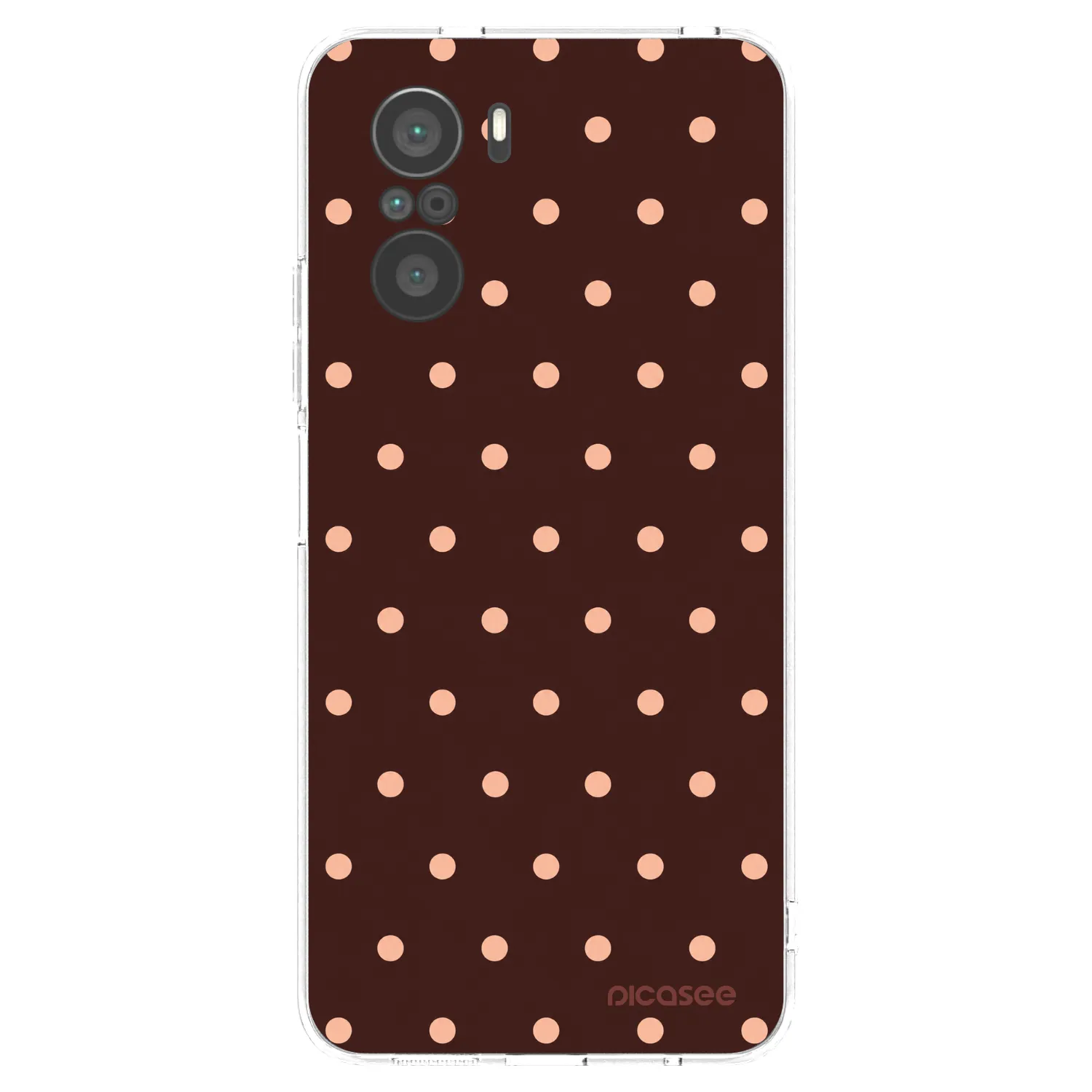 Picasee silikonový průhledný obal pro Xiaomi Poco F3 - Peach Dots & Chocolate