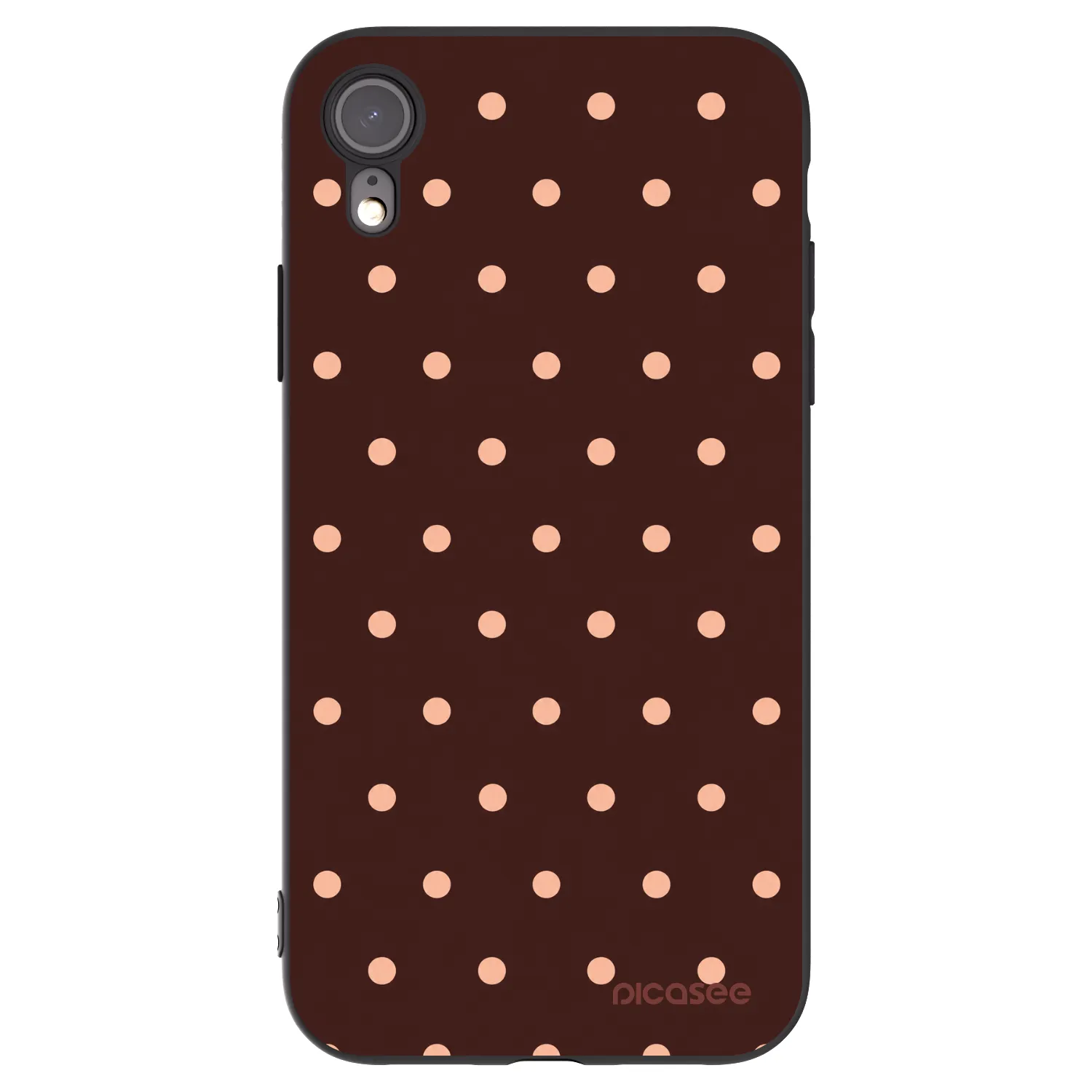 Picasee silikonový černý obal pro Apple iPhone XR - Peach Dots & Chocolate
