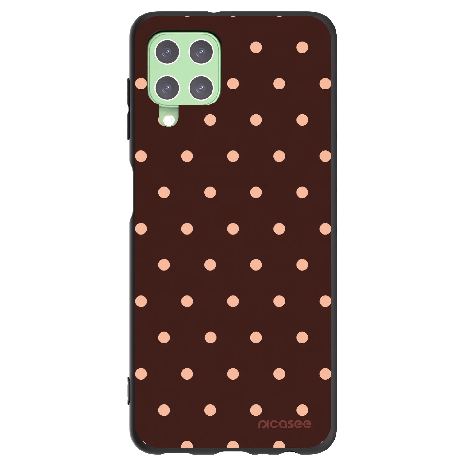 Picasee silikonový černý obal pro Samsung Galaxy A22 A225F 4G - Peach Dots & Chocolate