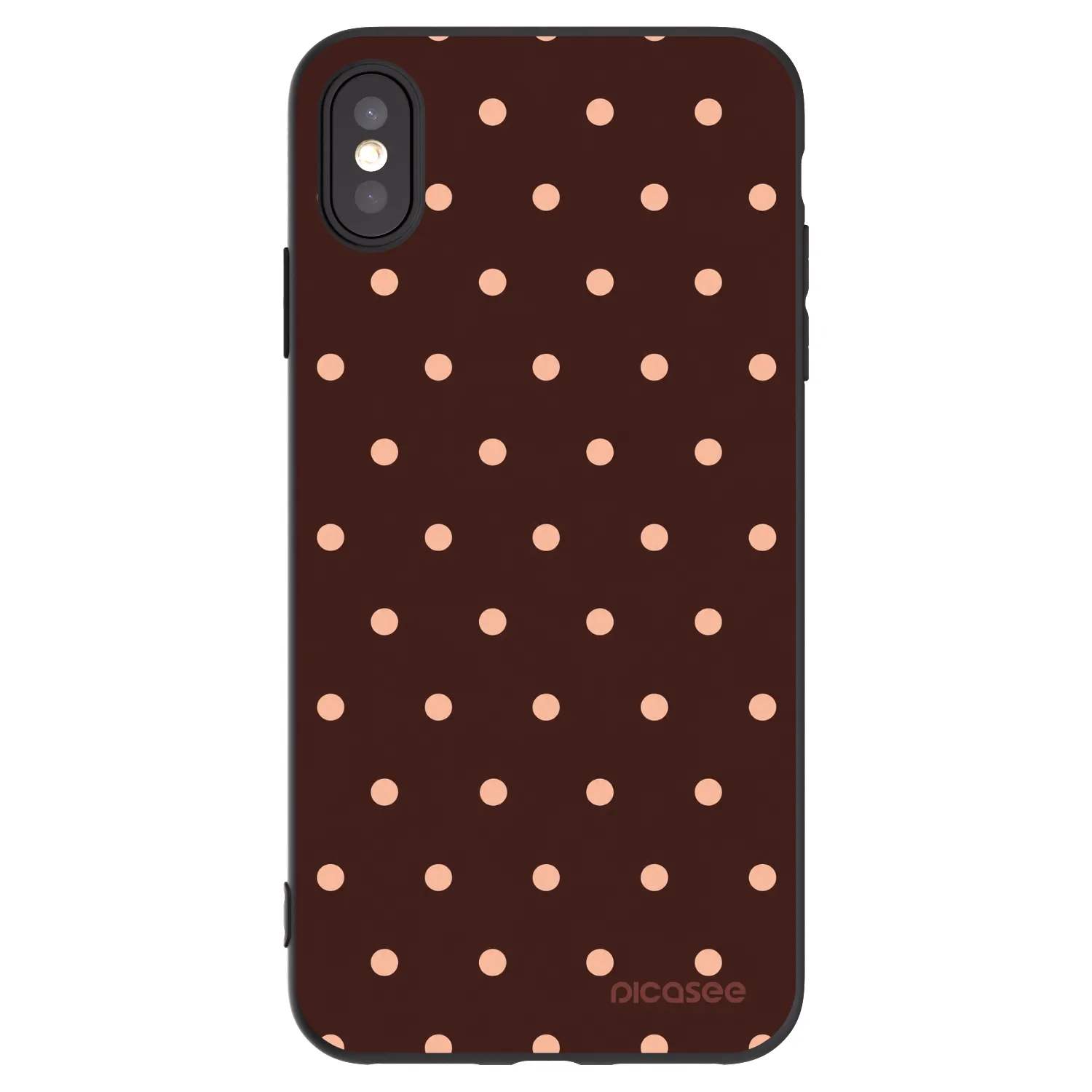 Picasee silikonový černý obal pro Apple iPhone XS Max - Peach Dots & Chocolate