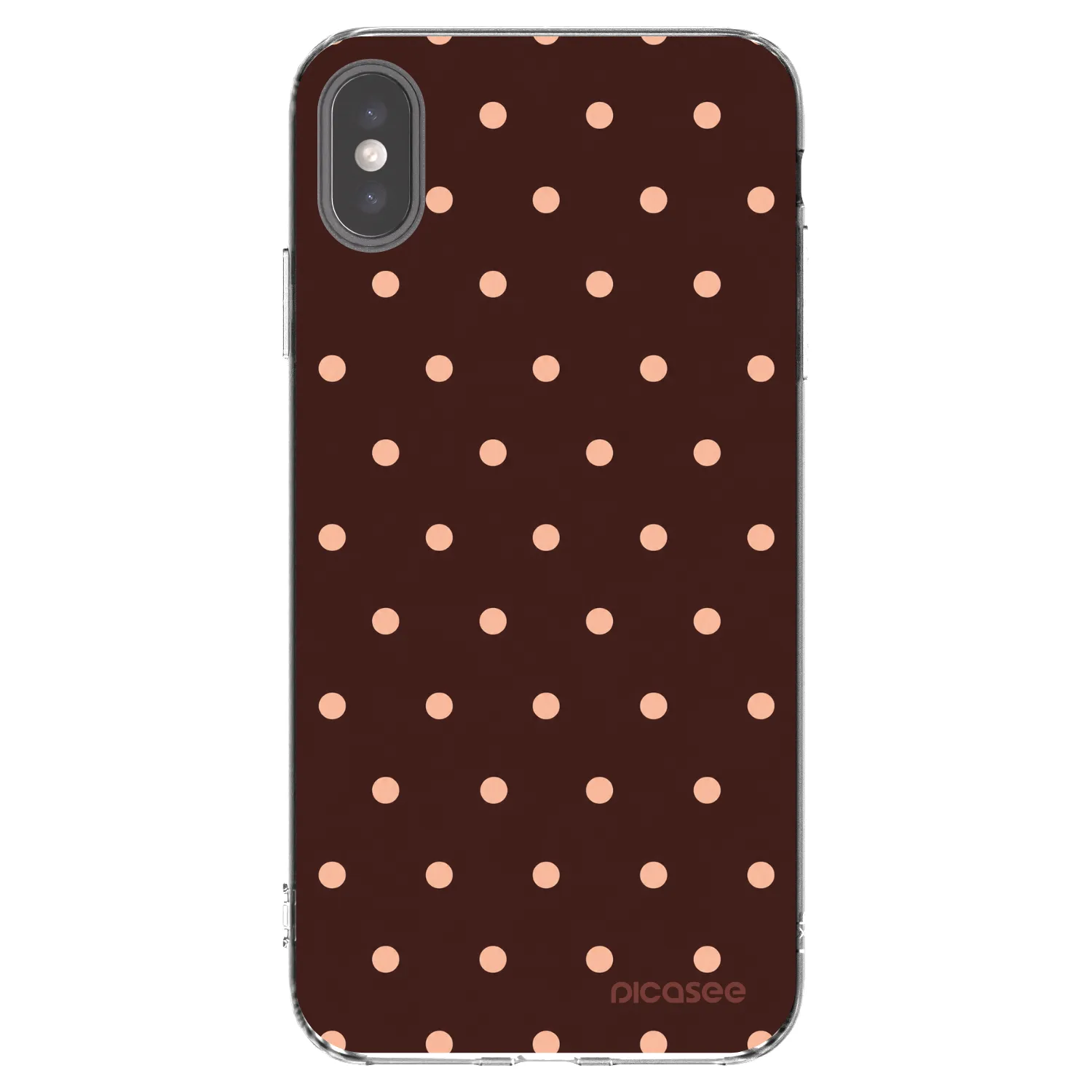 Picasee silikonový průhledný obal pro Apple iPhone XS Max - Peach Dots & Chocolate