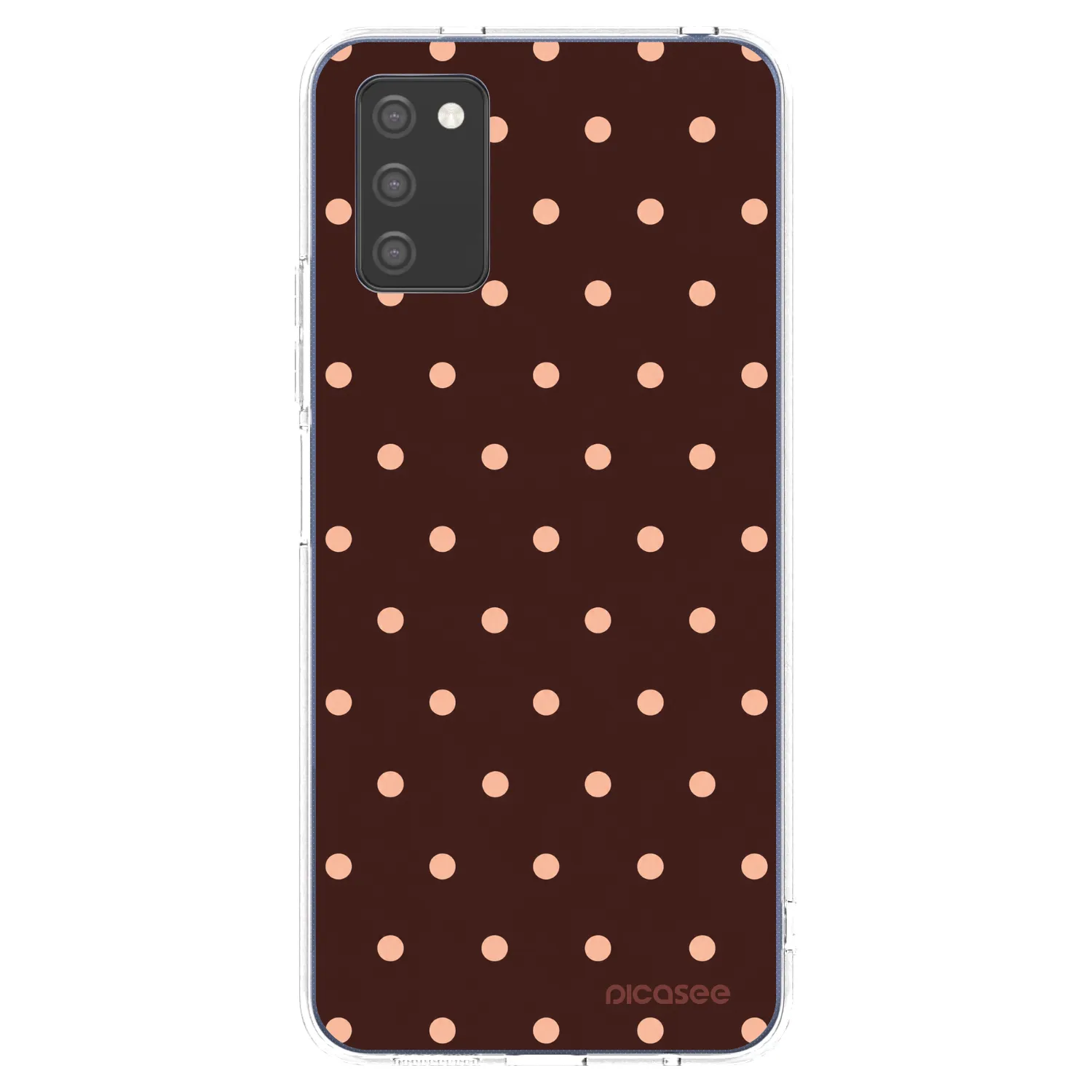 Picasee silikonový průhledný obal pro Samsung Galaxy A03s A037G - Peach Dots & Chocolate