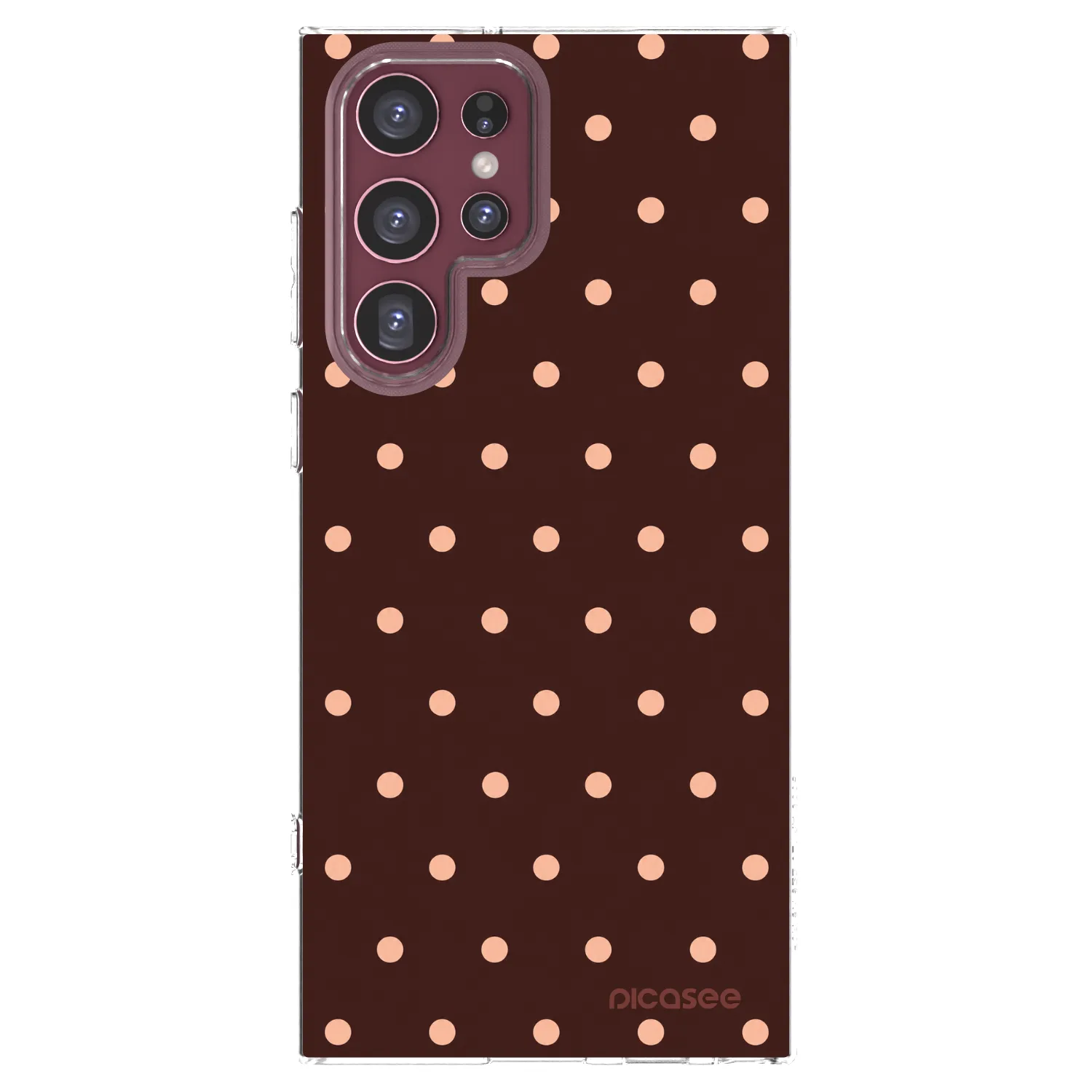 Picasee silikonový průhledný obal pro Samsung Galaxy S22 Ultra 5G - Peach Dots & Chocolate