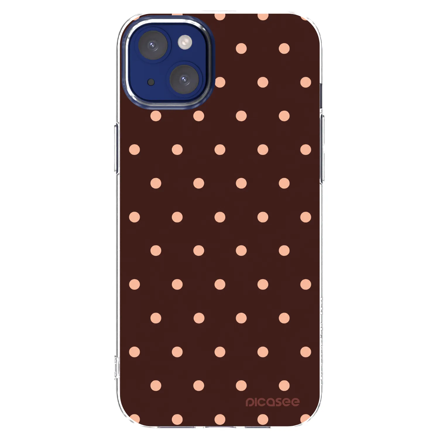 Picasee silikonový průhledný obal pro Apple iPhone 14 Plus - Peach Dots & Chocolate