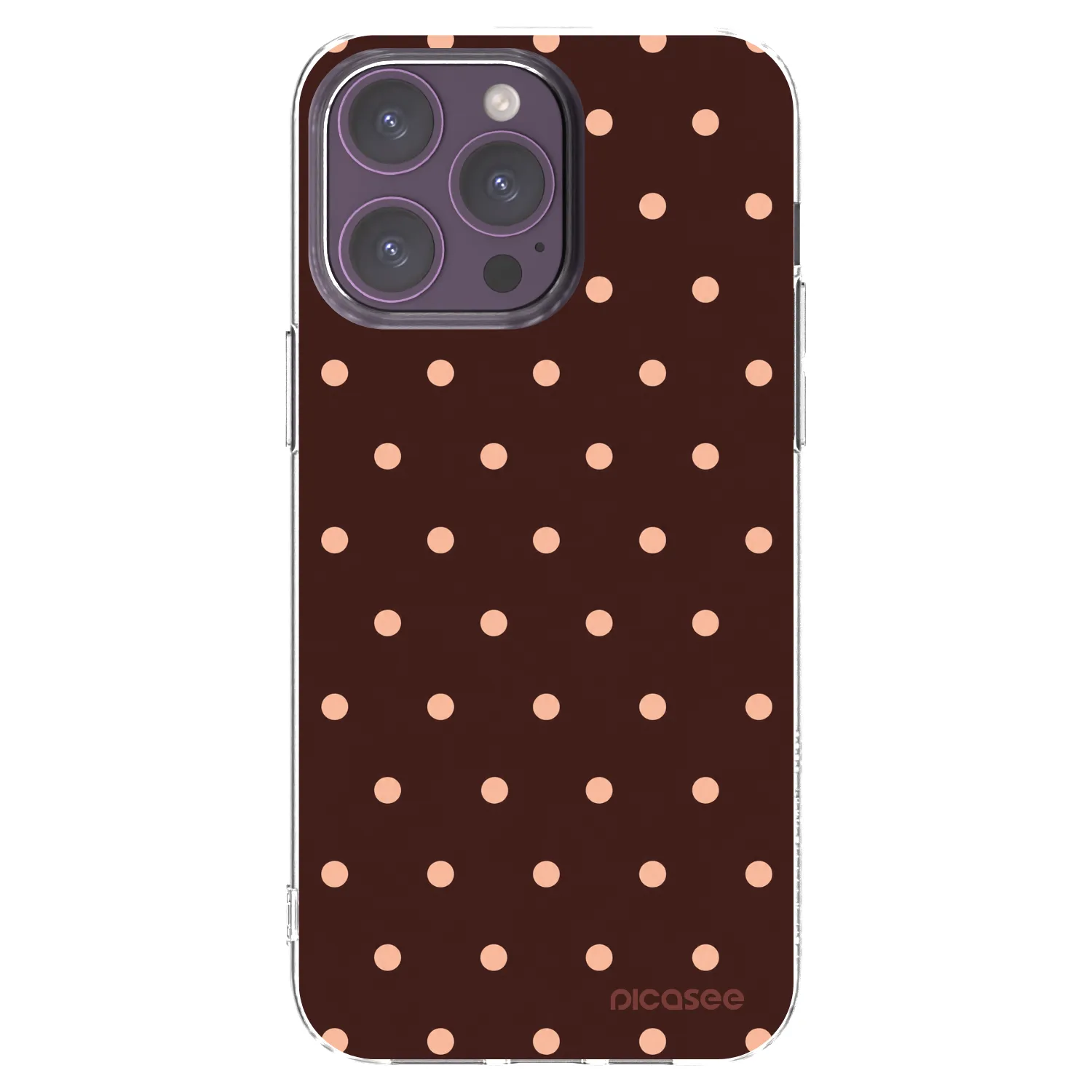 Picasee silikonový průhledný obal pro Apple iPhone 14 Pro Max - Peach Dots & Chocolate