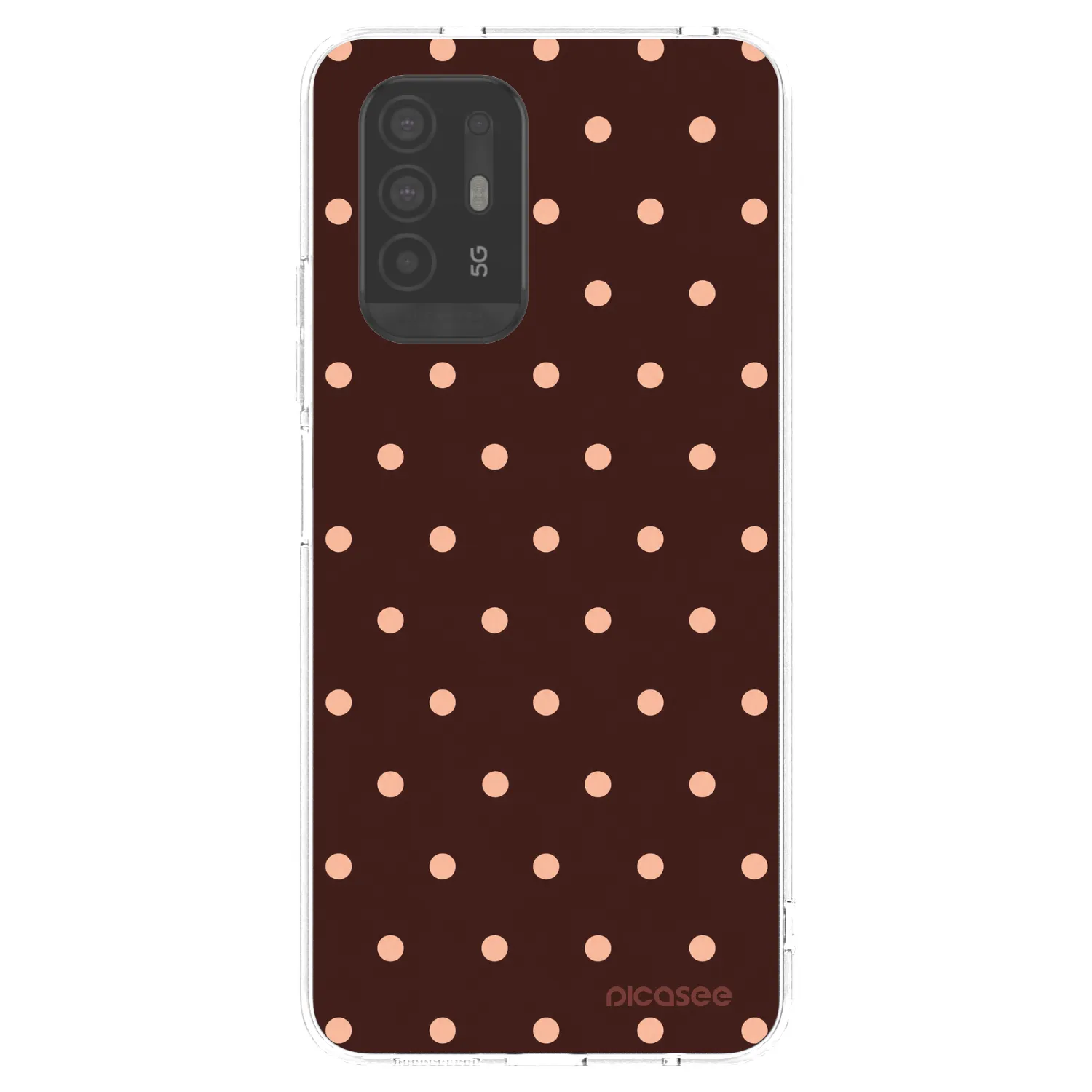 Picasee silikonový průhledný obal pro OPPO A94 5G - Peach Dots & Chocolate