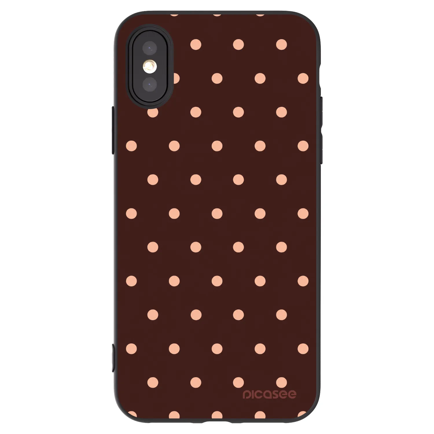 Picasee silikonový černý obal pro Apple iPhone X/XS - Peach Dots & Chocolate