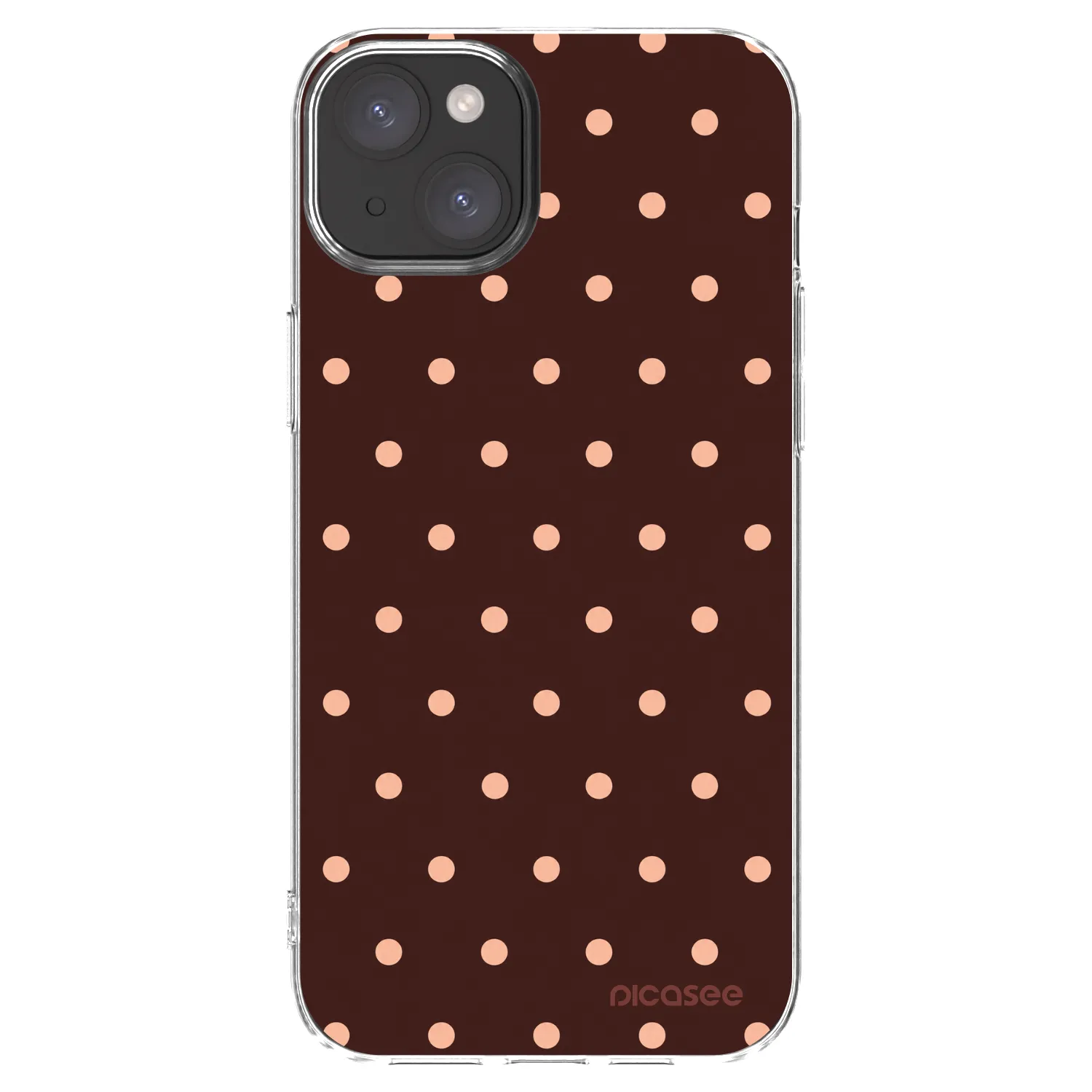 Picasee silikonový průhledný obal pro Apple iPhone 15 Plus - Peach Dots & Chocolate