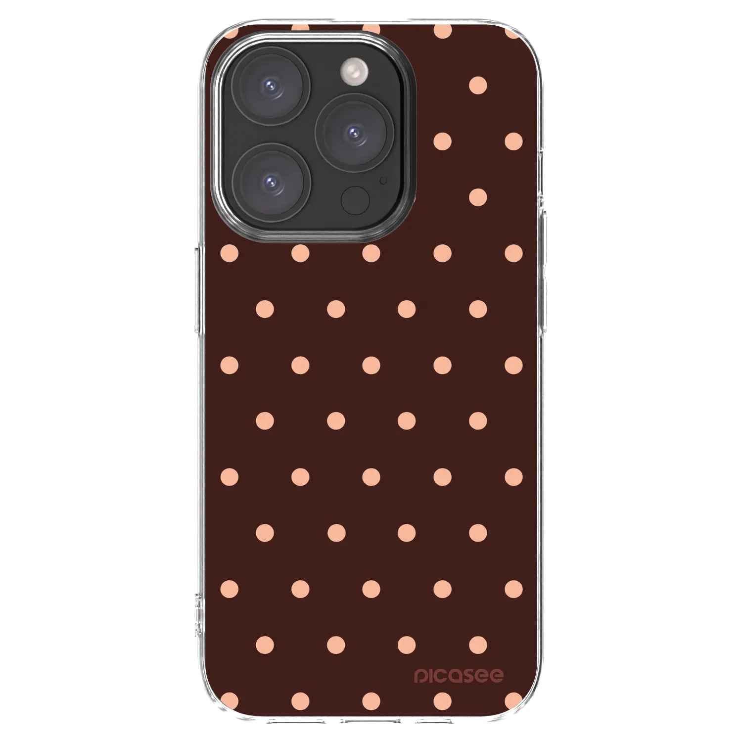 Picasee silikonový průhledný obal pro Apple iPhone 15 Pro - Peach Dots & Chocolate