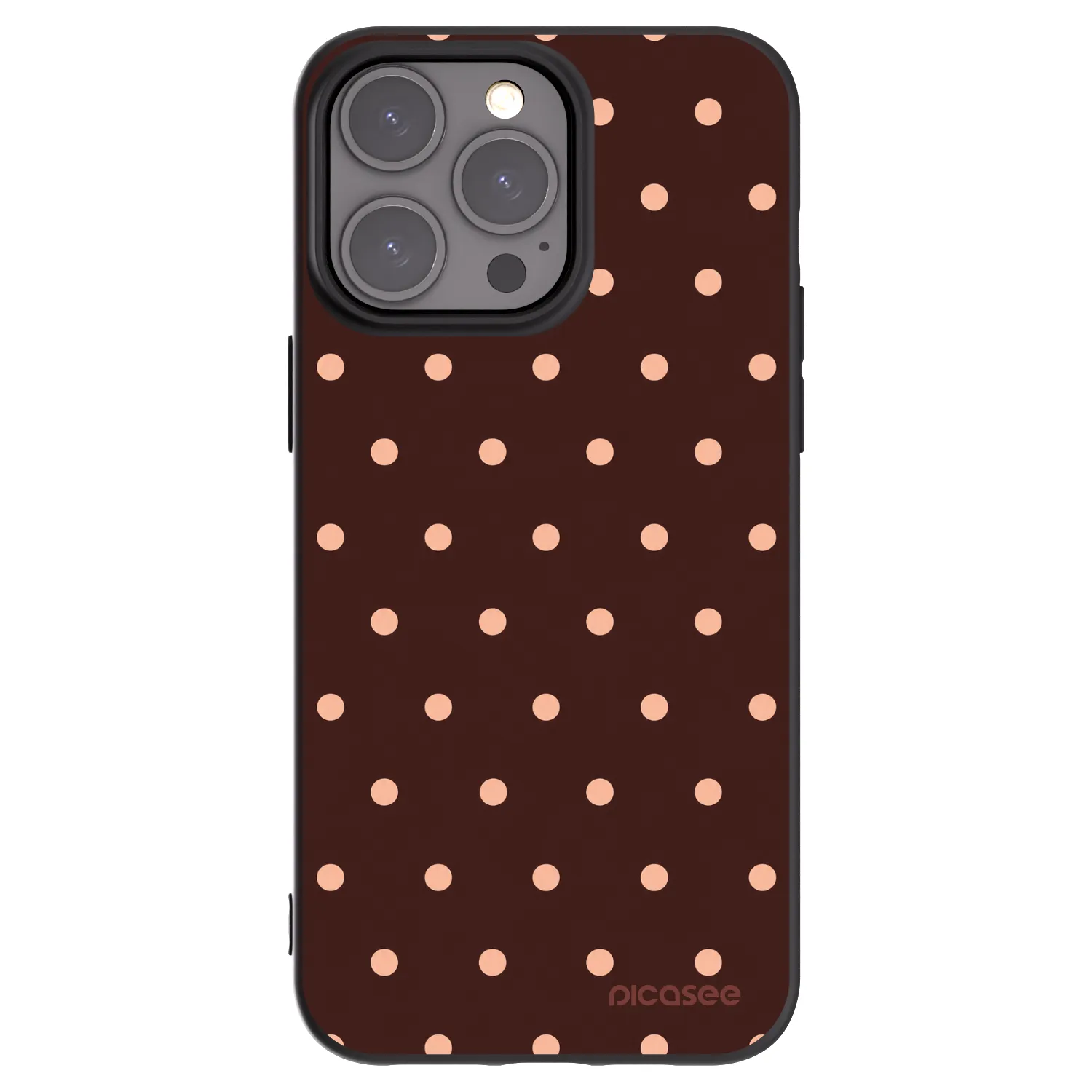 Picasee silikonový černý obal pro Apple iPhone 15 Pro Max - Peach Dots & Chocolate