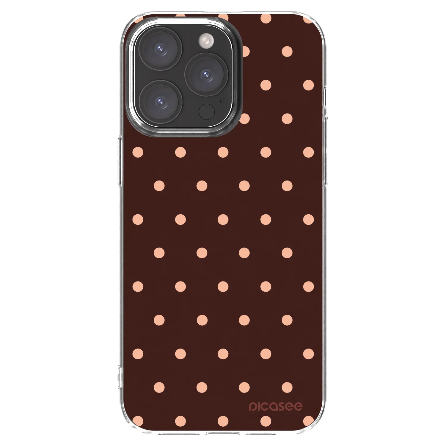 Picasee silikonový průhledný obal pro Apple iPhone 15 Pro Max - Peach Dots & Chocolate