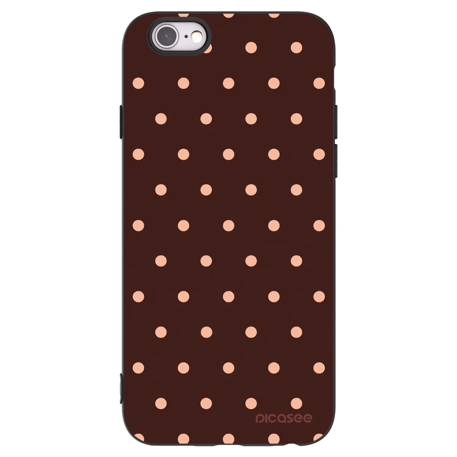 Picasee silikonový černý obal pro Apple iPhone 6/6S - Peach Dots & Chocolate