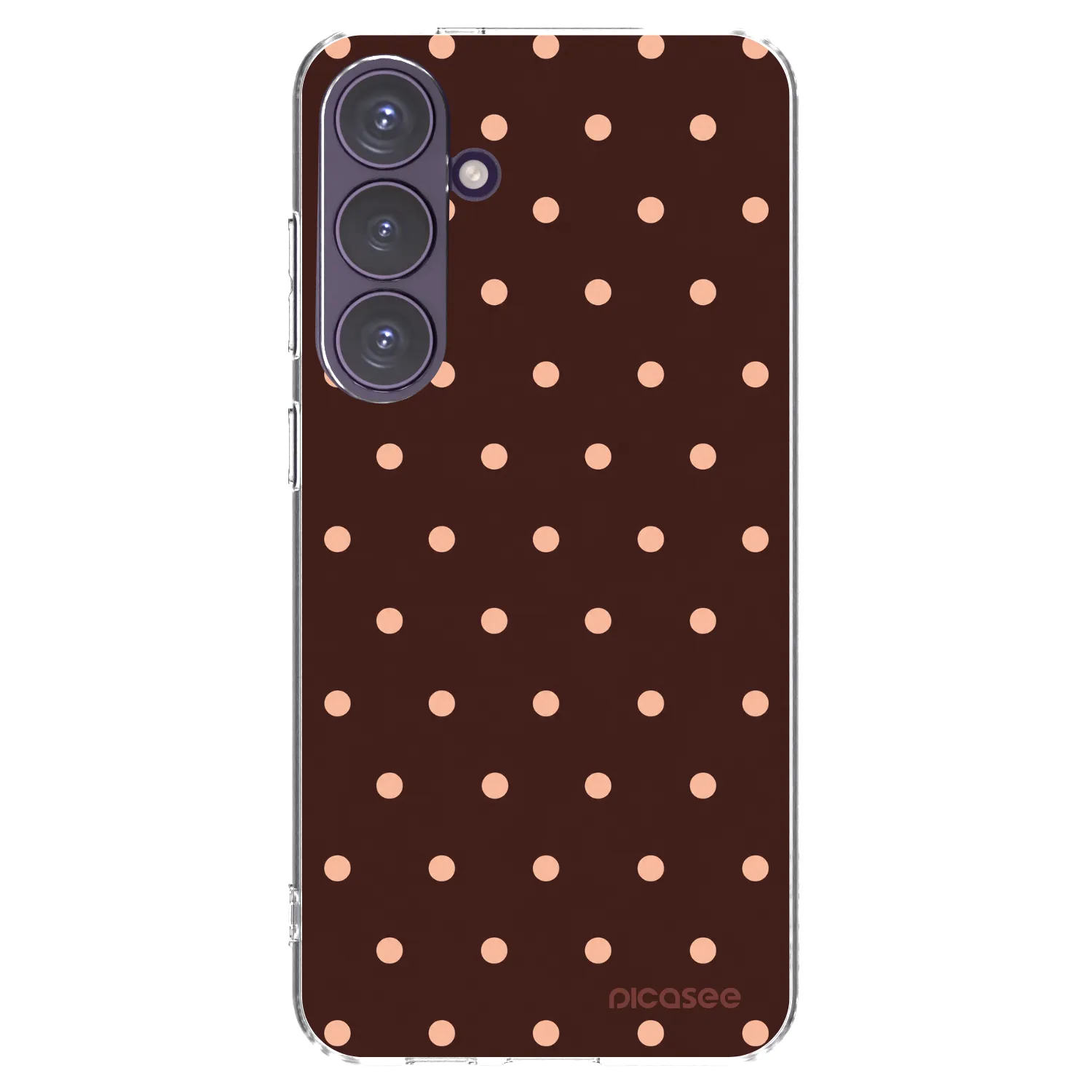 Picasee silikonový průhledný obal pro Samsung Galaxy S24+ S926B 5G - Peach Dots & Chocolate