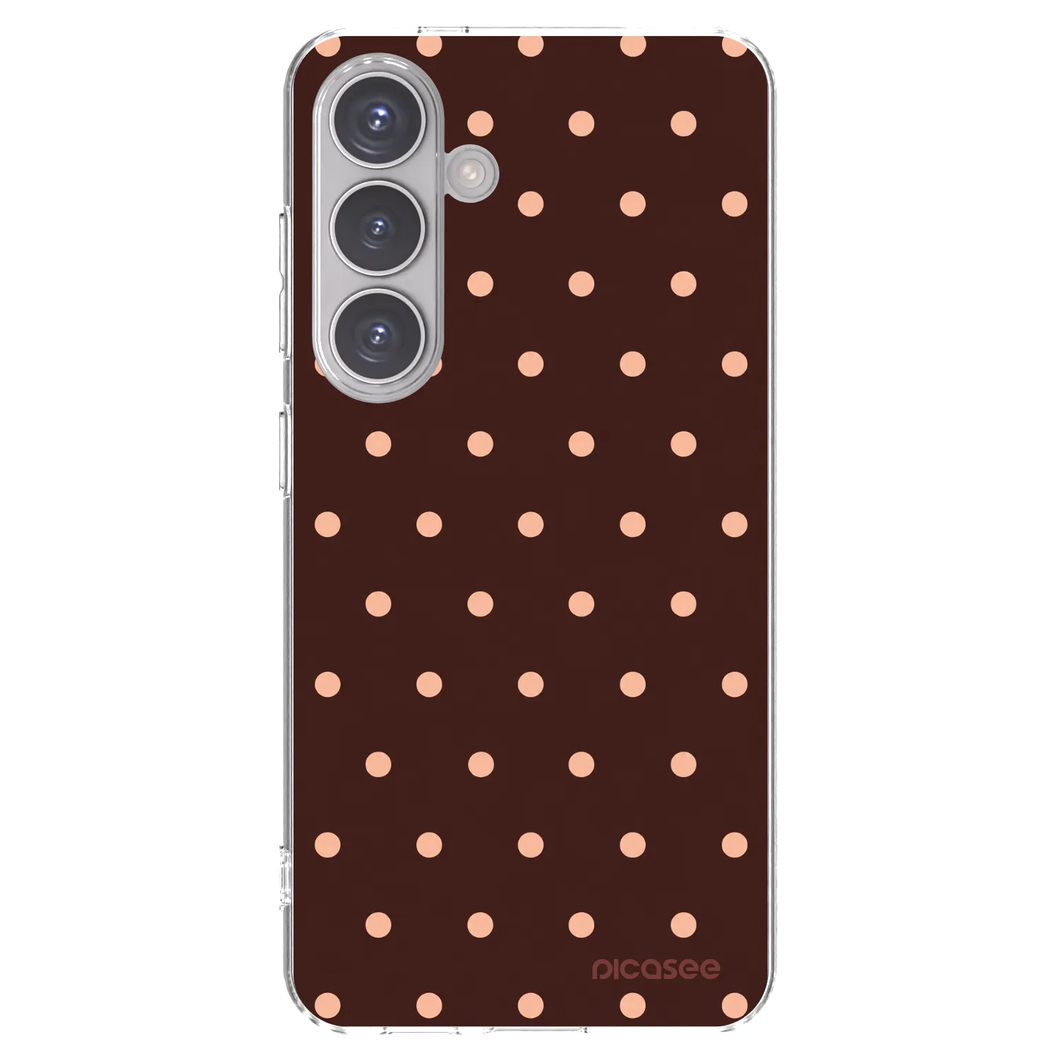 Picasee silikonový průhledný obal pro Samsung Galaxy S24 S921B 5G - Peach Dots & Chocolate
