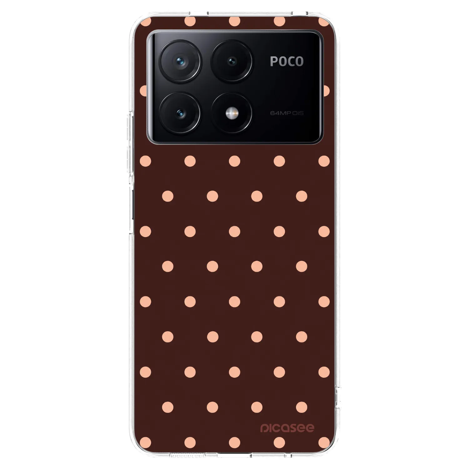 Picasee silikonový průhledný obal pro Xiaomi Poco X6 Pro - Peach Dots & Chocolate