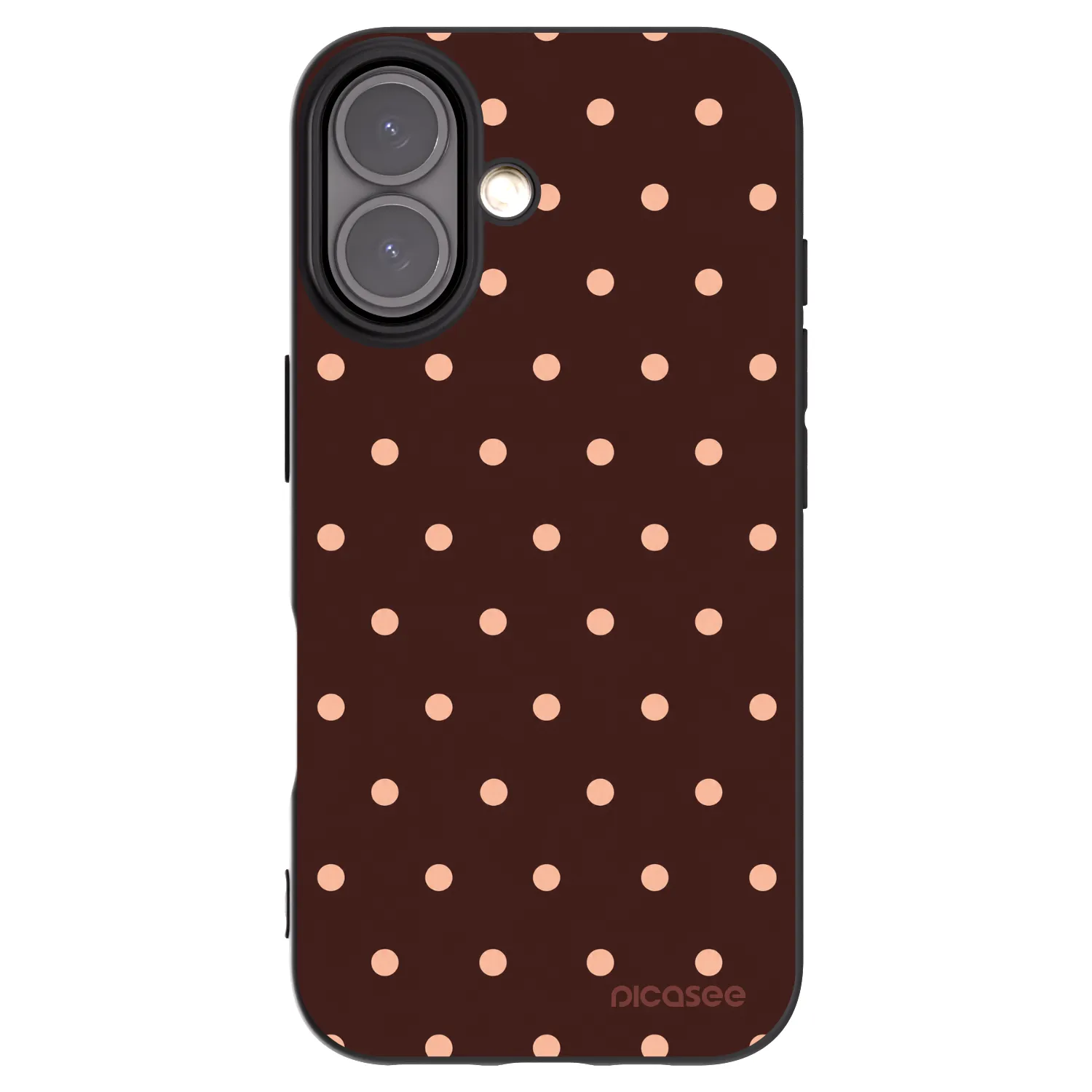 Picasee silikonový černý obal pro Apple iPhone 16 - Peach Dots & Chocolate