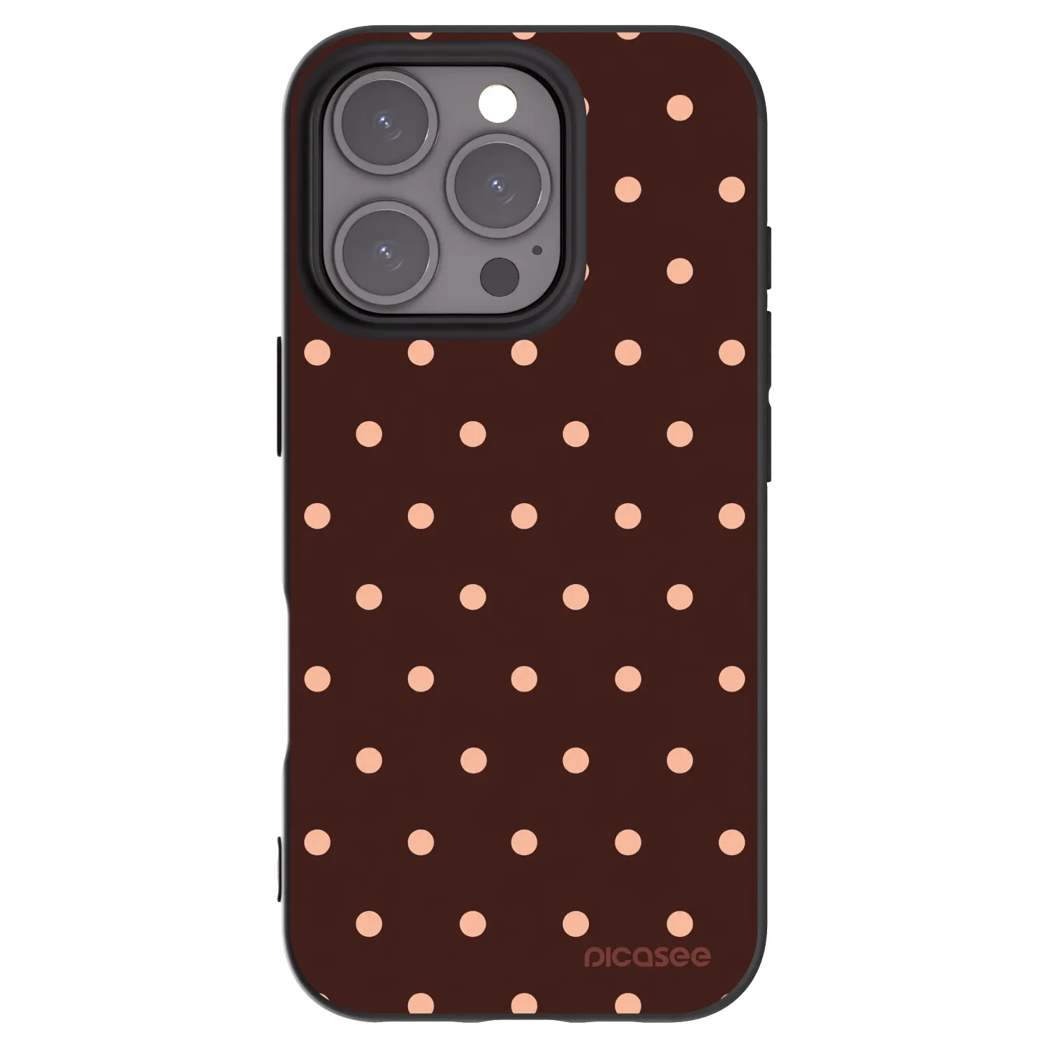 Picasee silikonový černý obal pro Apple iPhone 16 Pro - Peach Dots & Chocolate