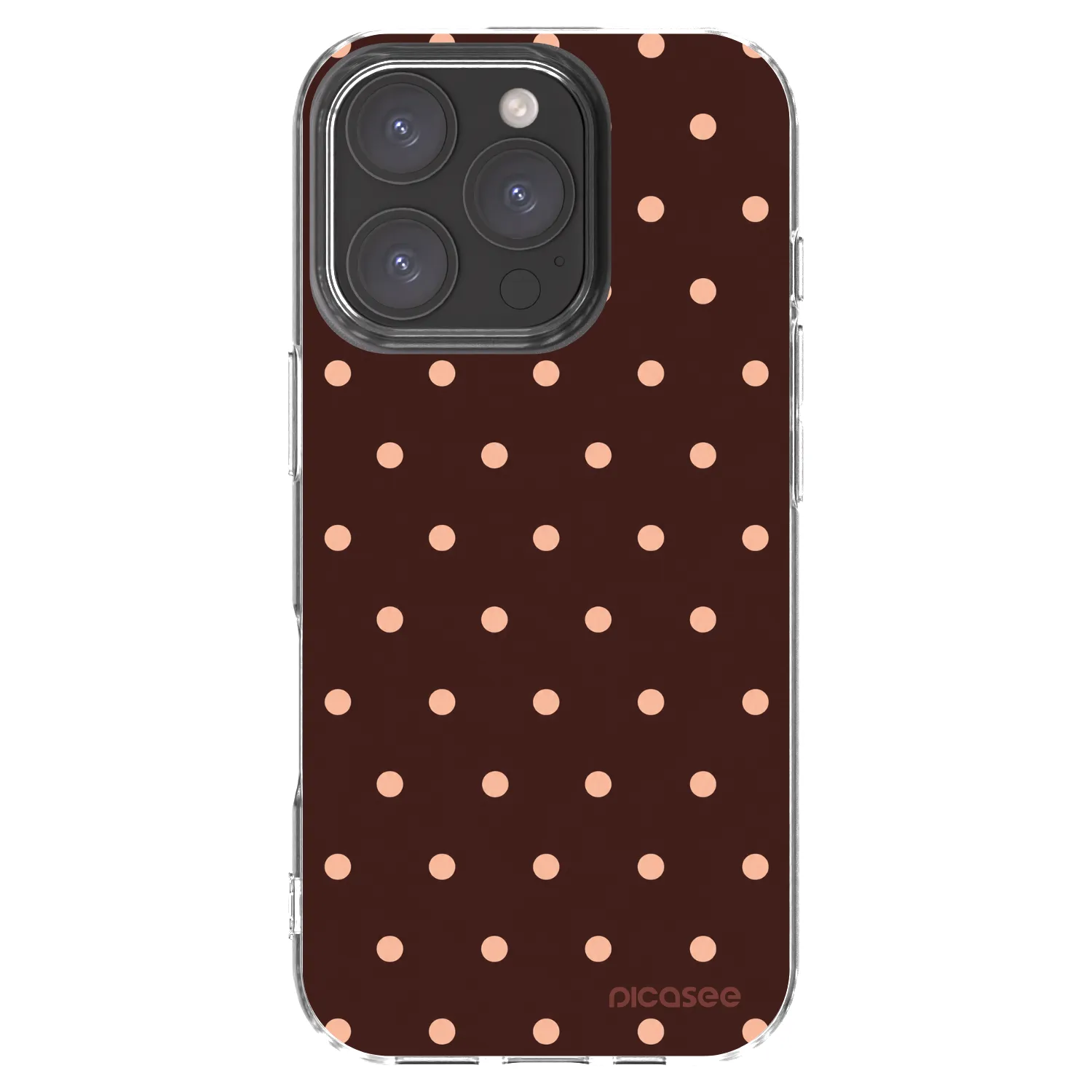 Picasee silikonový průhledný obal pro Apple iPhone 16 Pro - Peach Dots & Chocolate