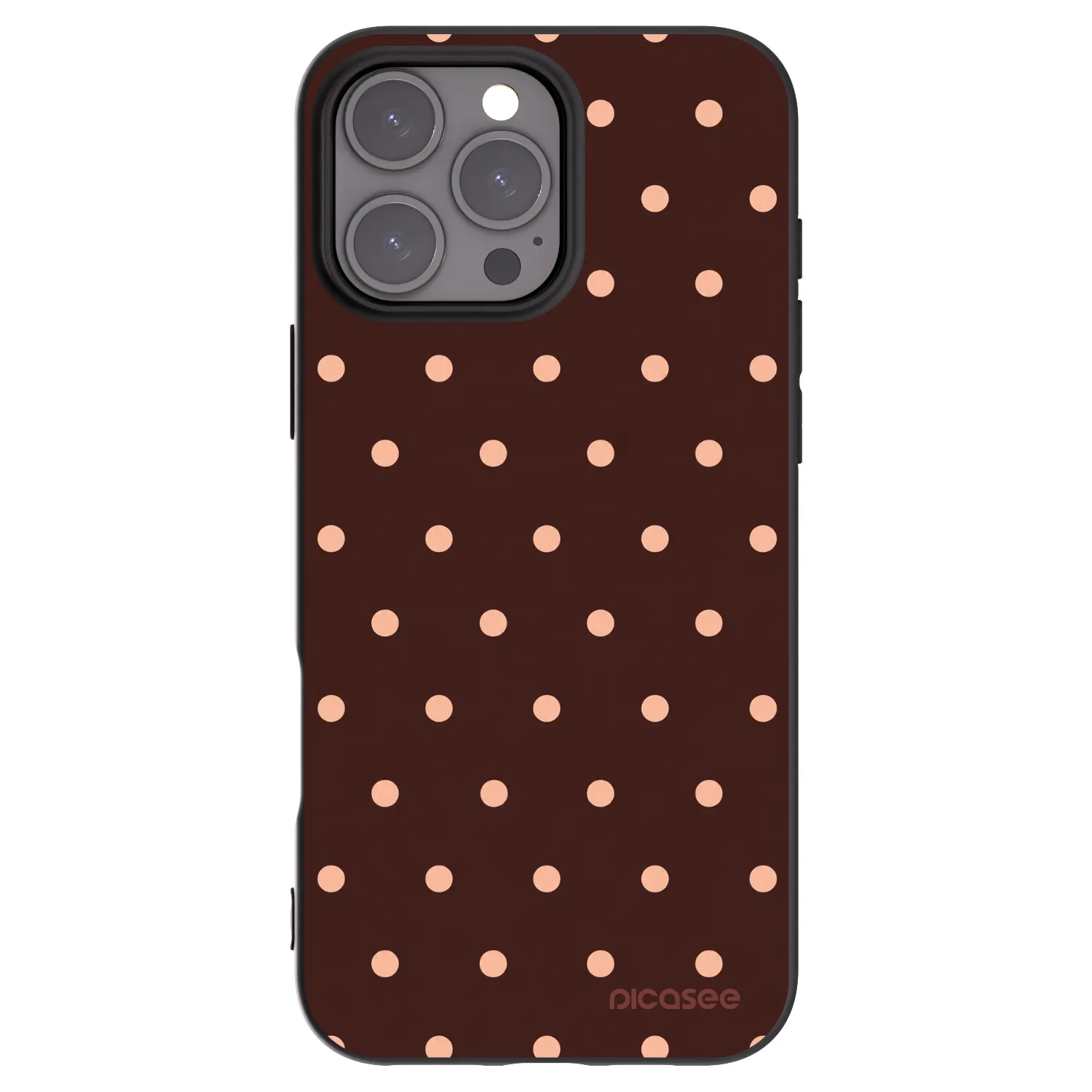 Picasee silikonový černý obal pro Apple iPhone 16 Pro Max - Peach Dots & Chocolate