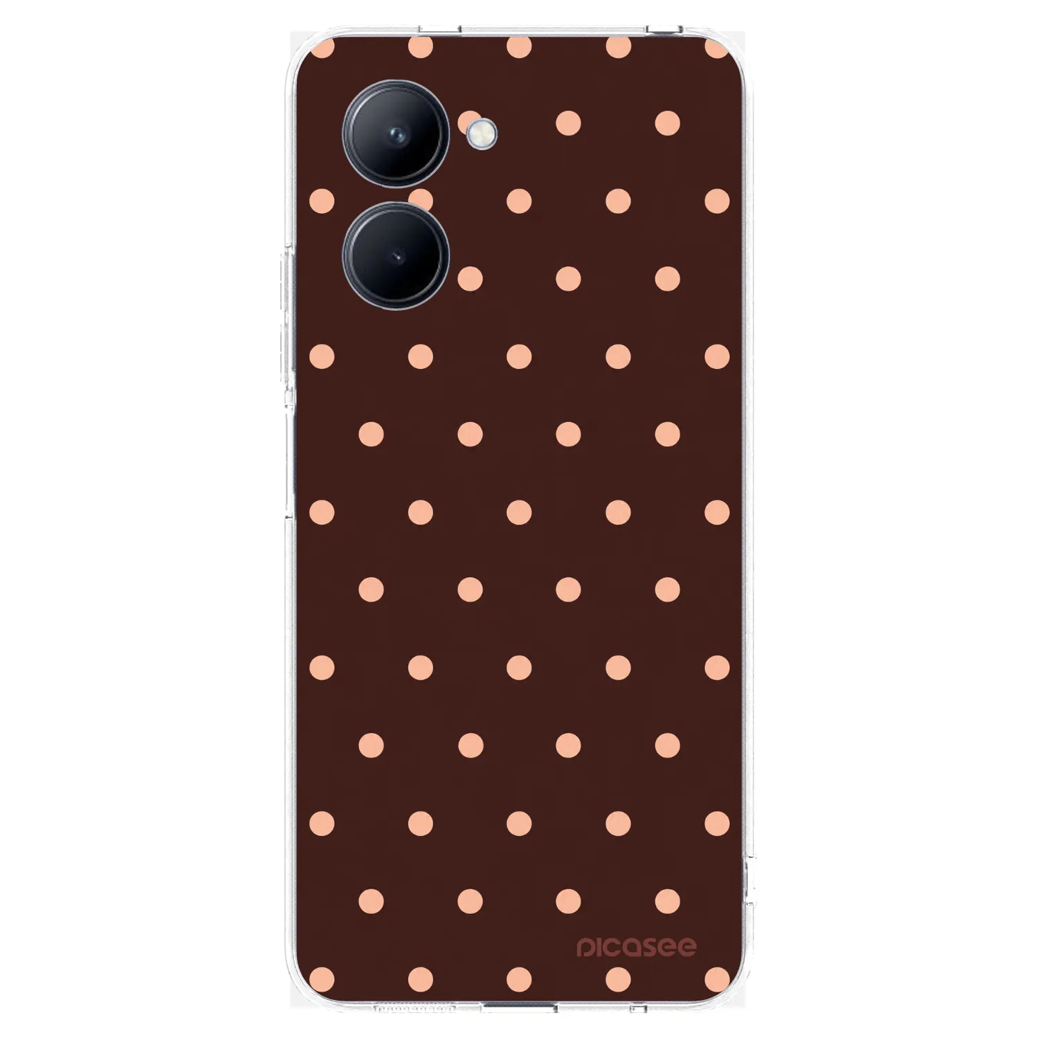 Picasee silikonový průhledný obal pro Realme C33 (2023) - Peach Dots & Chocolate