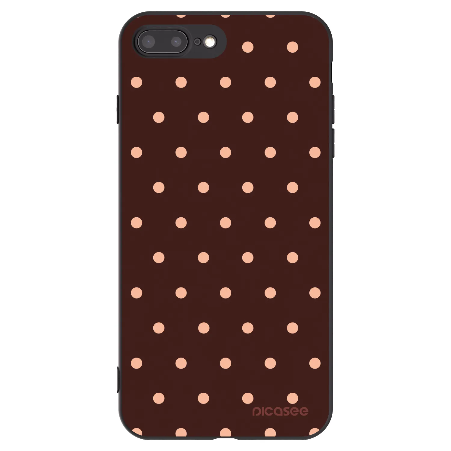 Picasee silikonový černý obal pro Apple iPhone 8 Plus - Peach Dots & Chocolate