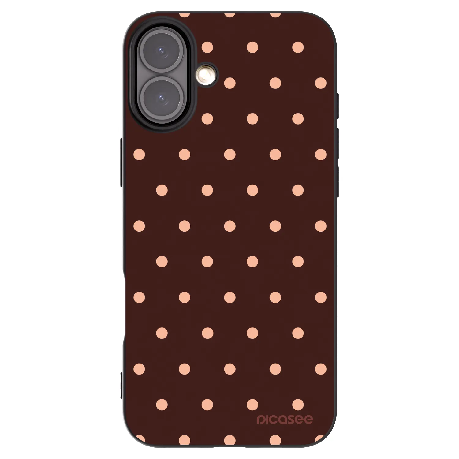 Picasee silikonový černý obal pro Apple iPhone 16 Plus - Peach Dots & Chocolate