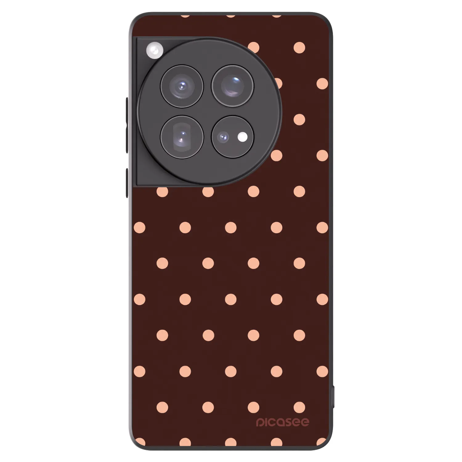 Picasee silikonový černý obal pro OnePlus 12 5G - Peach Dots & Chocolate