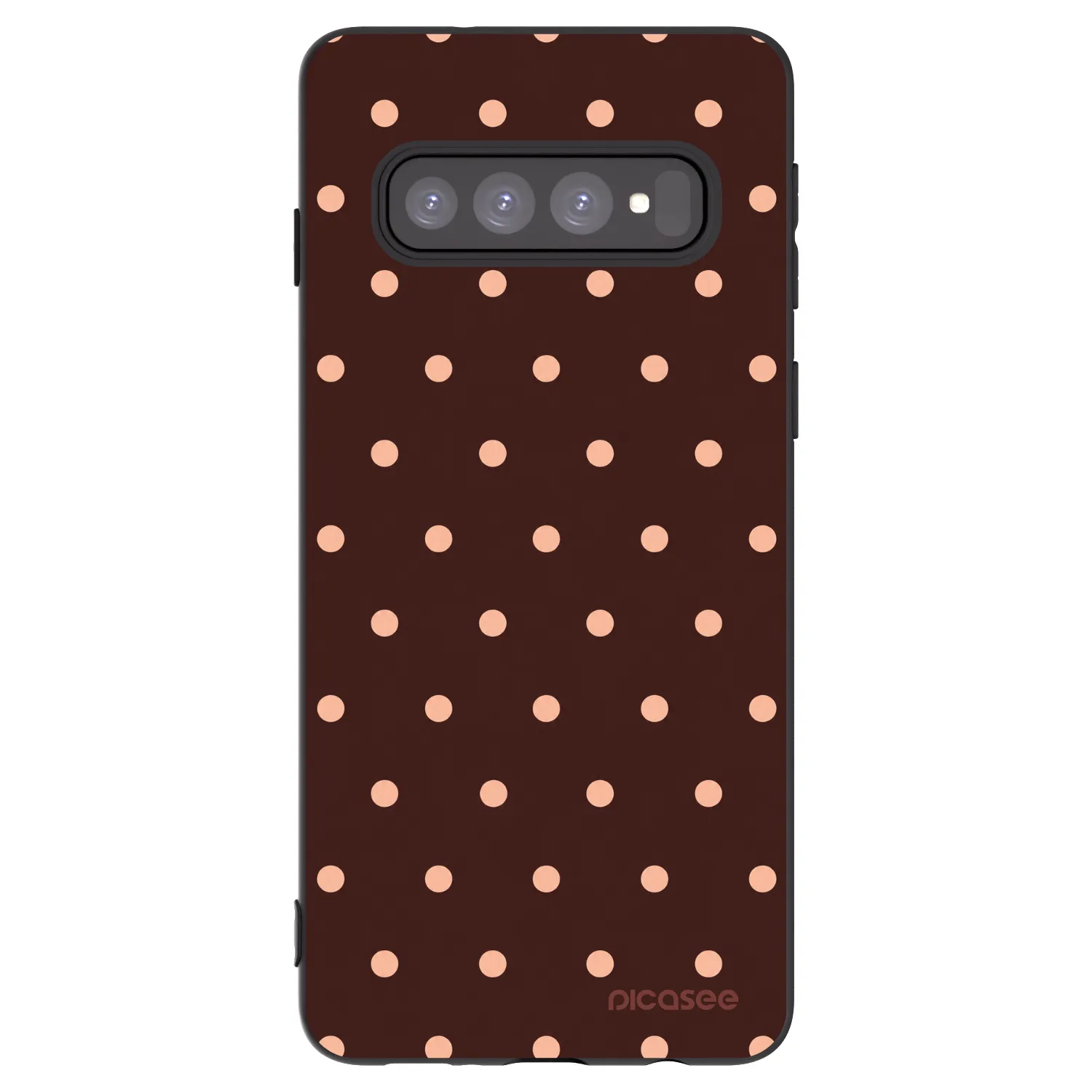 Picasee silikonový černý obal pro Samsung Galaxy S10 G973 - Peach Dots & Chocolate