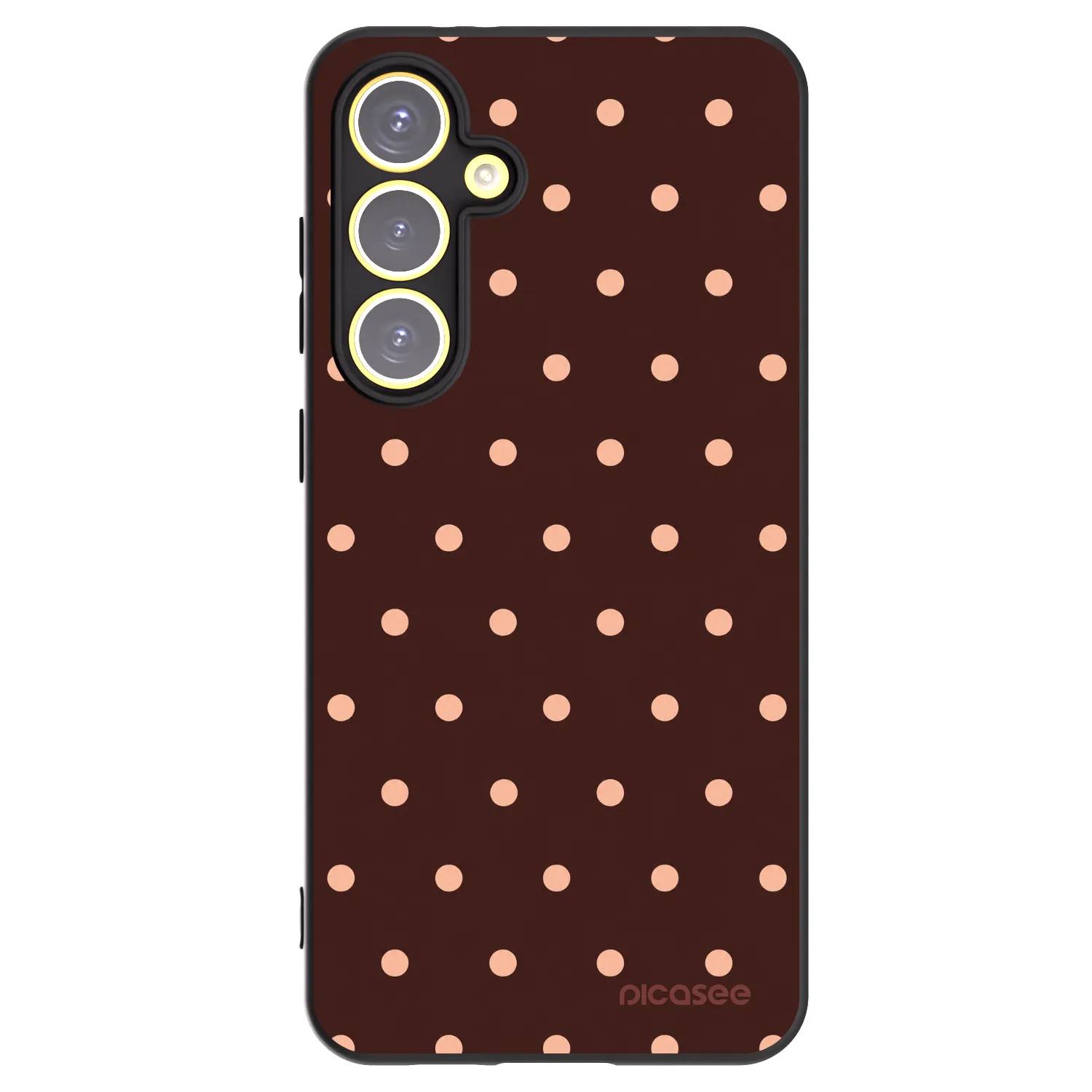 Picasee silikonový černý obal pro Samsung Galaxy S24 FE S721B - Peach Dots & Chocolate