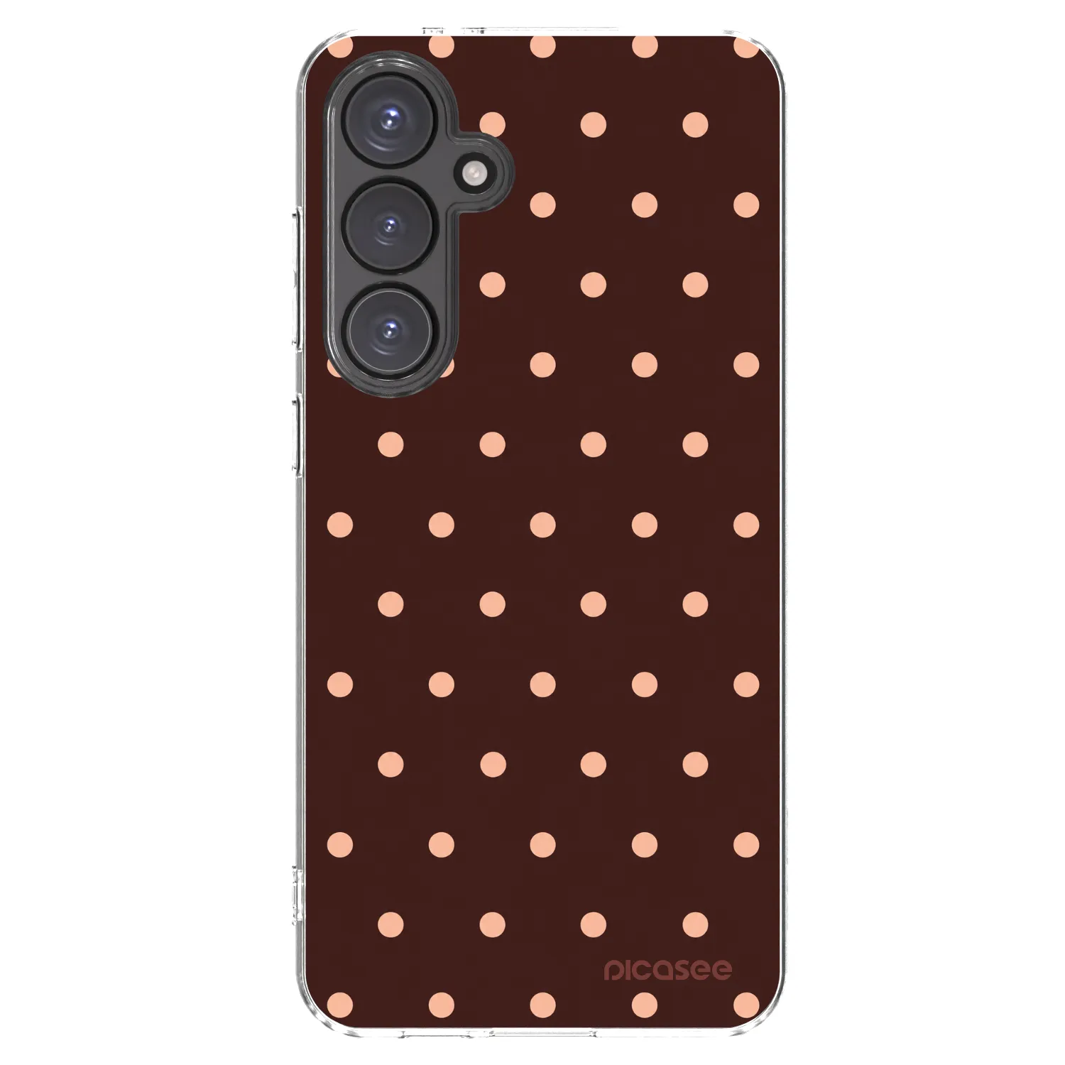 Picasee silikonový průhledný obal pro Samsung Galaxy S24 FE S721B - Peach Dots & Chocolate